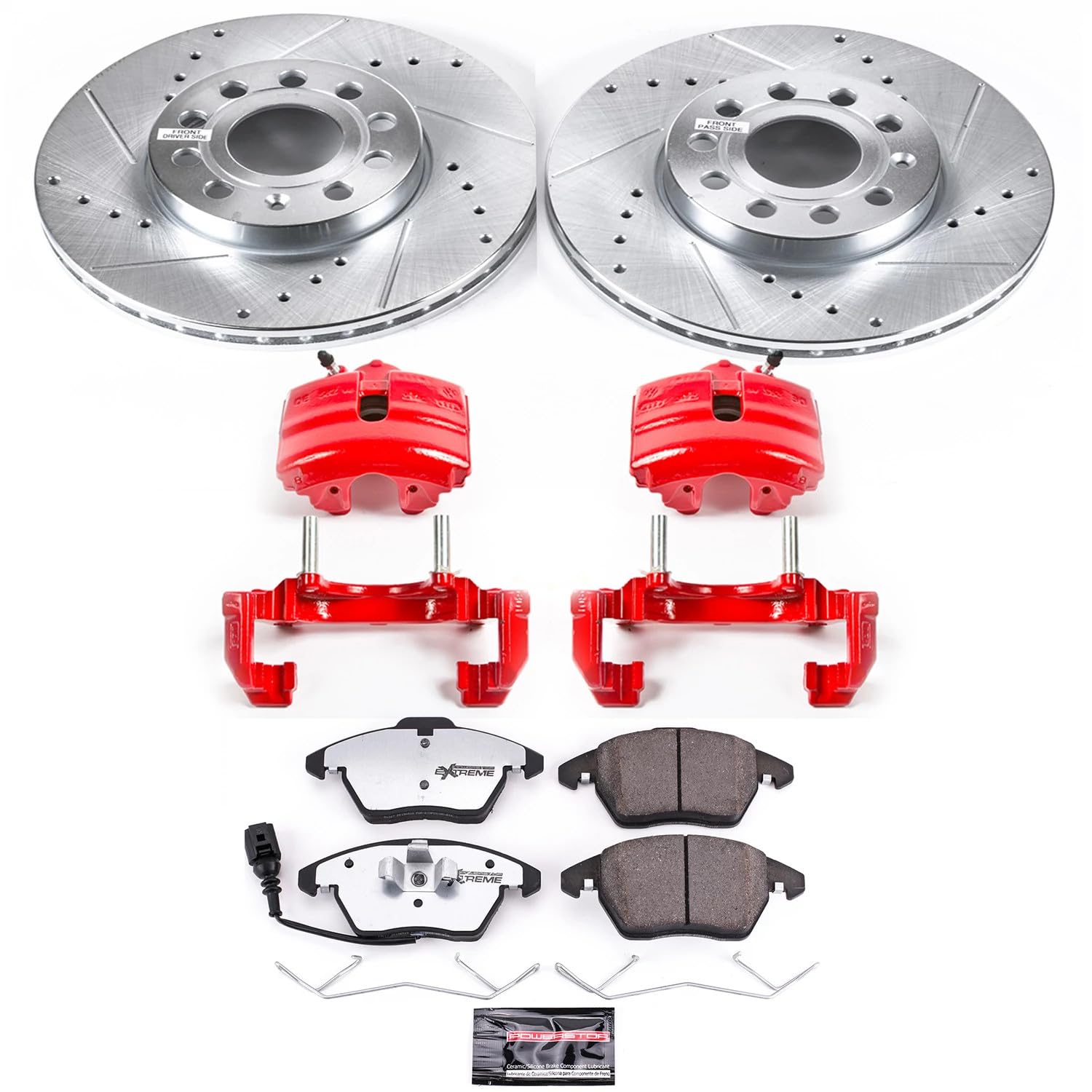 Power Stop Z26 KC4623-26 Front Street Warrior Brake Kit Audi VW For Audi A3, VW Beetle, VW Golf, VW Jetta, VW Rabbit [Model Specific]