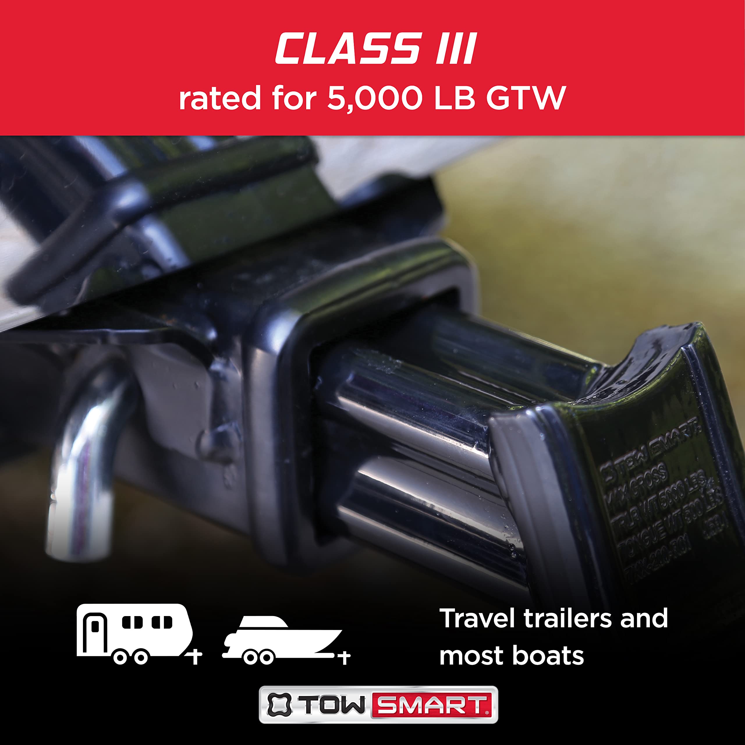 Class III TOWSMART, 5,000 lb., 3-1/4 in. Drop x 2 in. Rise x 1 in. Shank, X-Mount Trailer Hitch Ball Mount