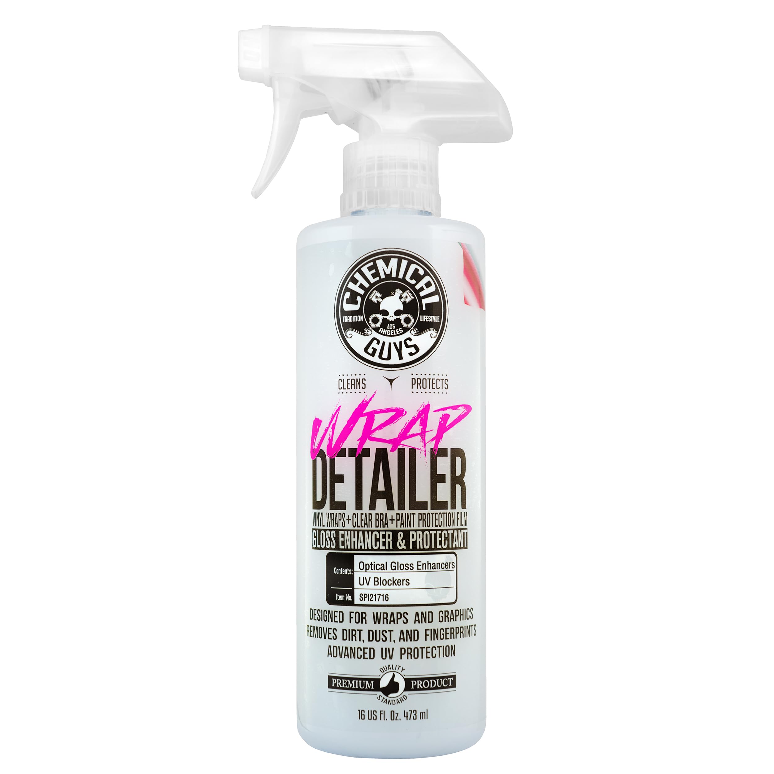Wrap Detailer Chemical Guys Gloss Enhancer & Protectant - Quick Detailer Spray for Vinyl Wraps, Clear Bra, Paint Protection Film & Graphics, Cars, Trucks, and More - 16 fl oz