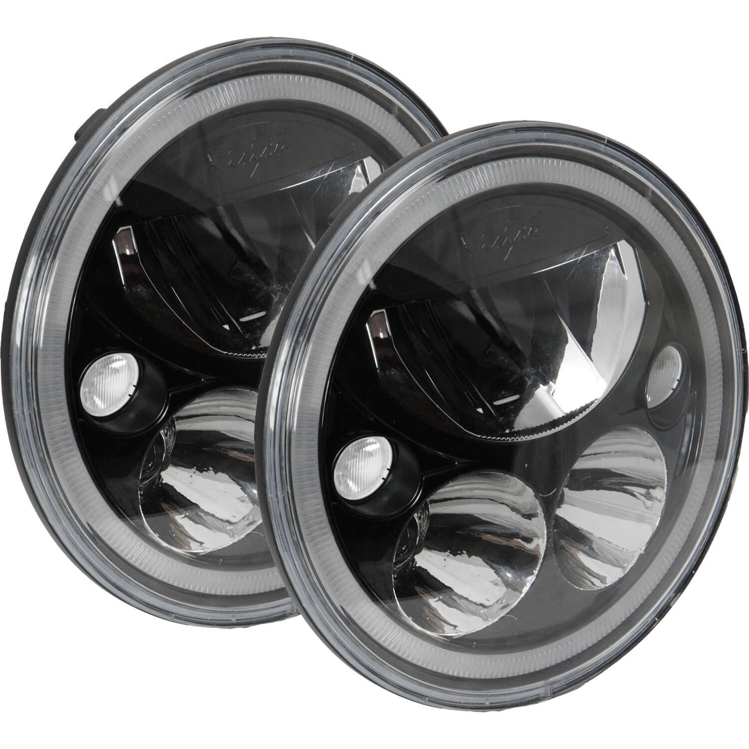5.75" Round Vision X Lighting (XIL-575RDBKIT) LED Headlight w/Low-High-Halo, 2 Light Kit, Black Chrome Face