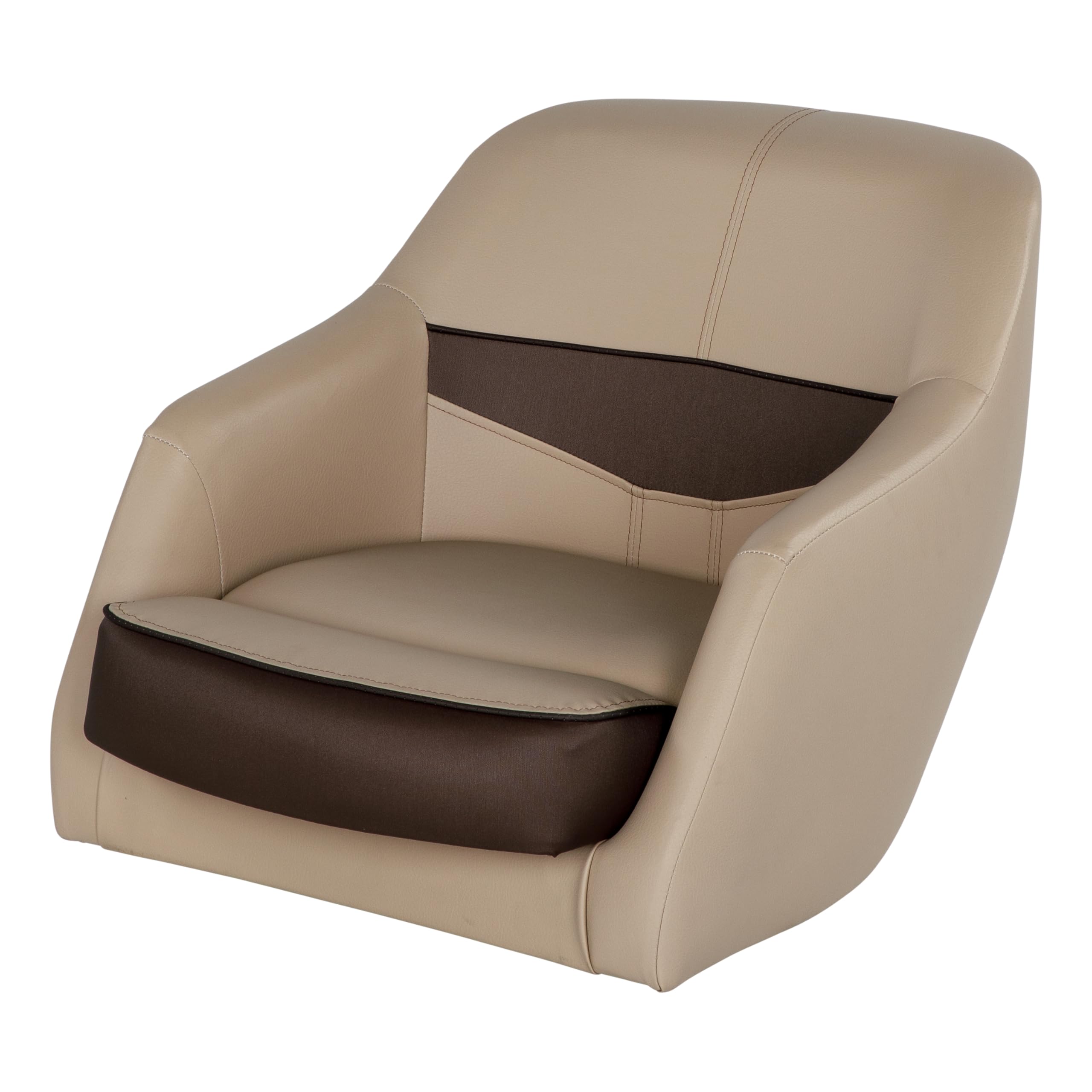Rockport Series Lippert Pontoon Helm Seat, Marine-Grade Vinyl, High-Density Foam, Easy Installation, Fits Most Pontoons, Compatible with most Captain’s Seat Pedestals, Sand – 20221094133