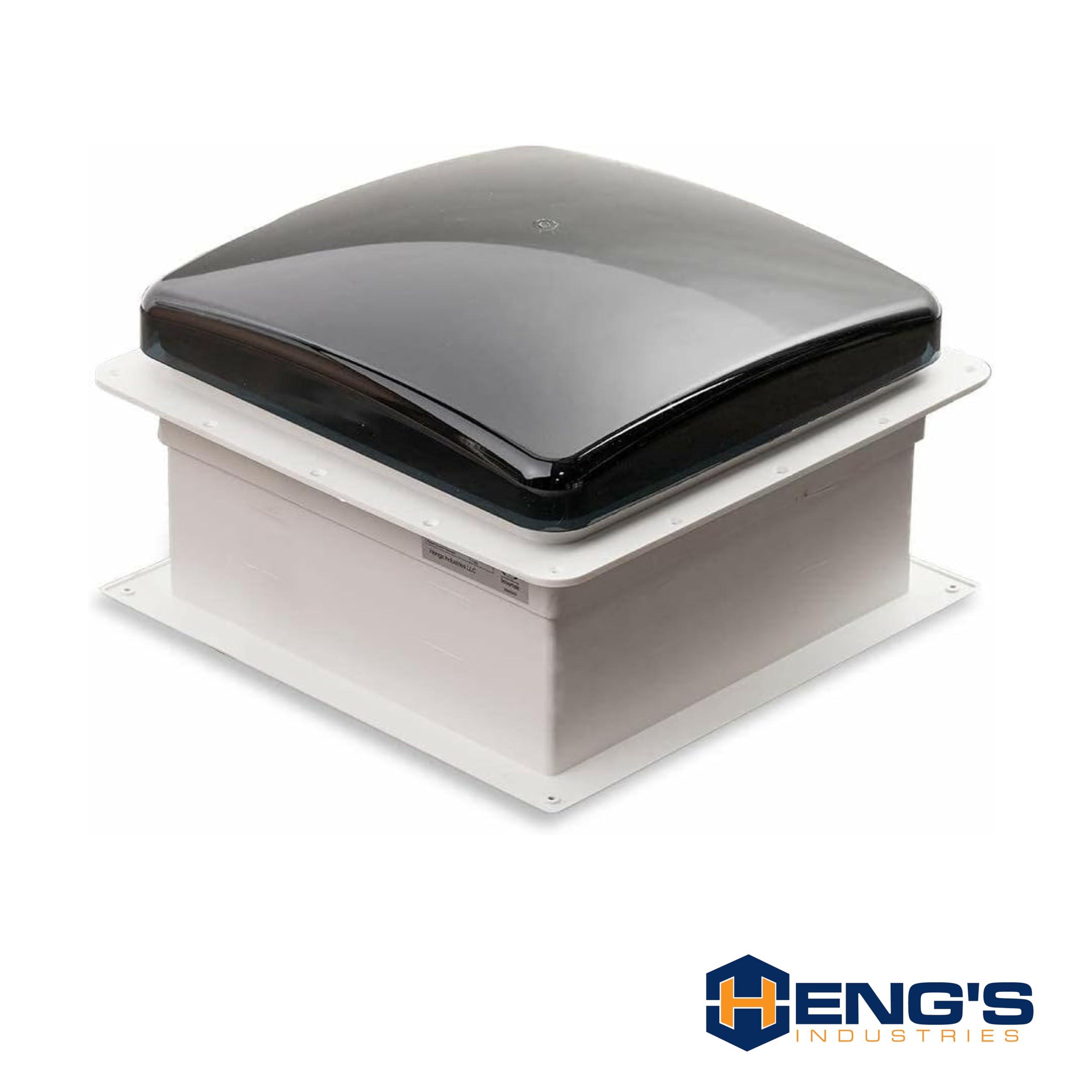 Zephyr RV HENG'S INDUSTRIES 14" Roof Vent Fan | Smoke Lid | Manual Powered | White Screen Frame, Collar, & 6" Square Garnish | SV4112-G4/74112V-G4