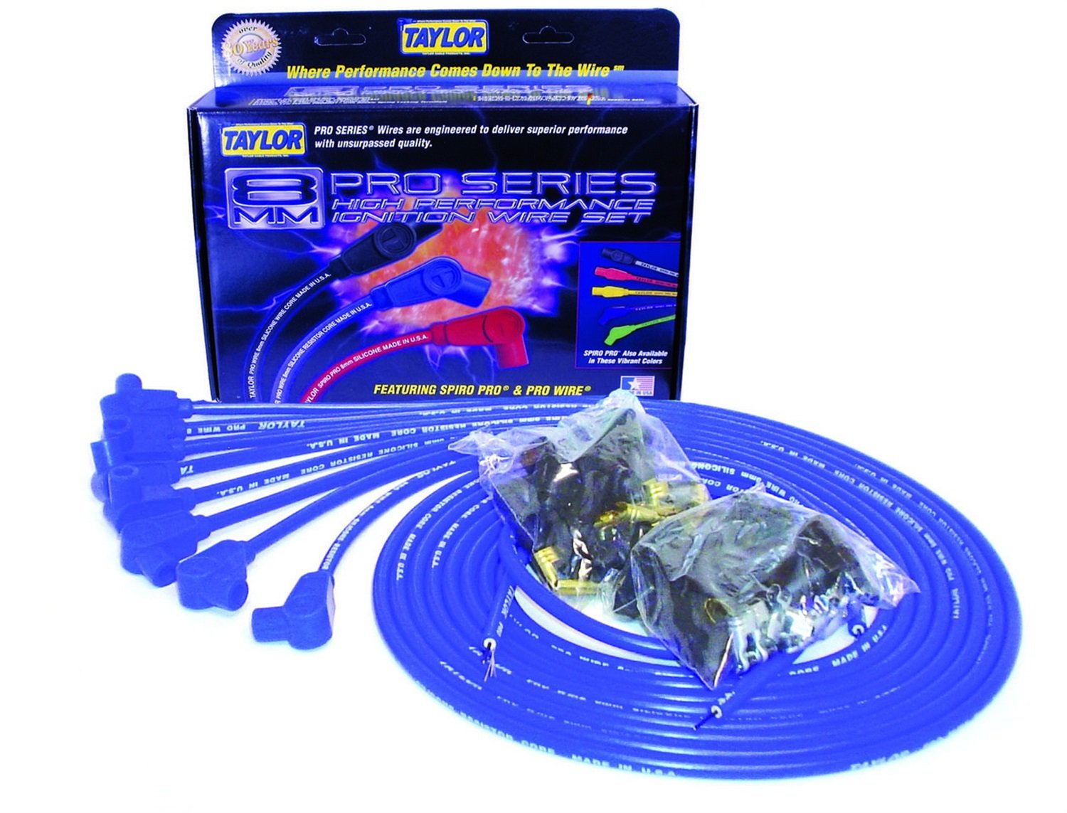 8mm Pro Wire Taylor Cable Blue Spark Plug Wire Set 70651