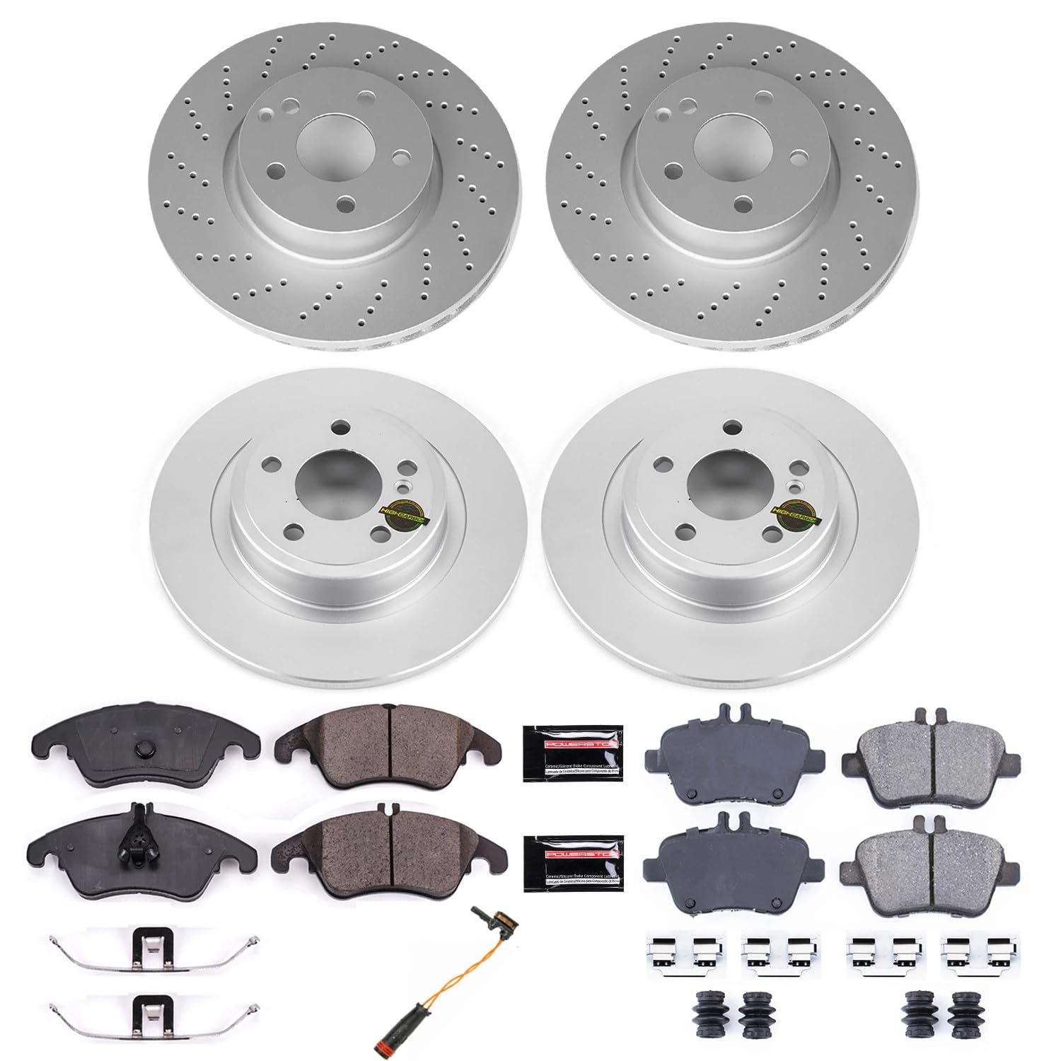 Power Stop Coated Rotor CRK8056 Front & Rear Brake Kit- Coated Brake Rotors and Z23 Ceramic Brake Pads