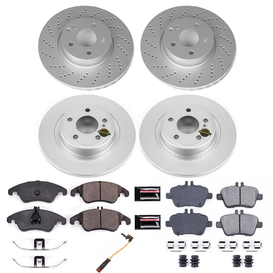 Power Stop Coated Rotor CRK8056 Front & Rear Brake Kit- Coated Brake Rotors and Z23 Ceramic Brake Pads