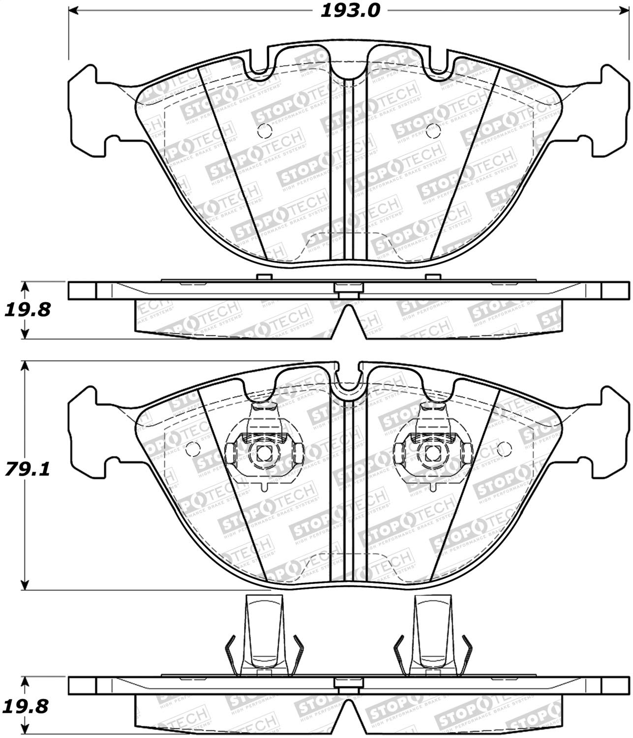 Front StopTech 308.09200 Brake Pads with Shims Street