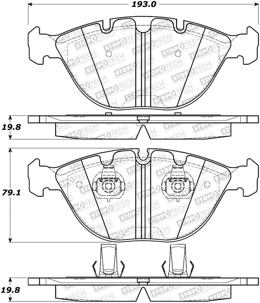 Front StopTech 308.09200 Brake Pads with Shims Street