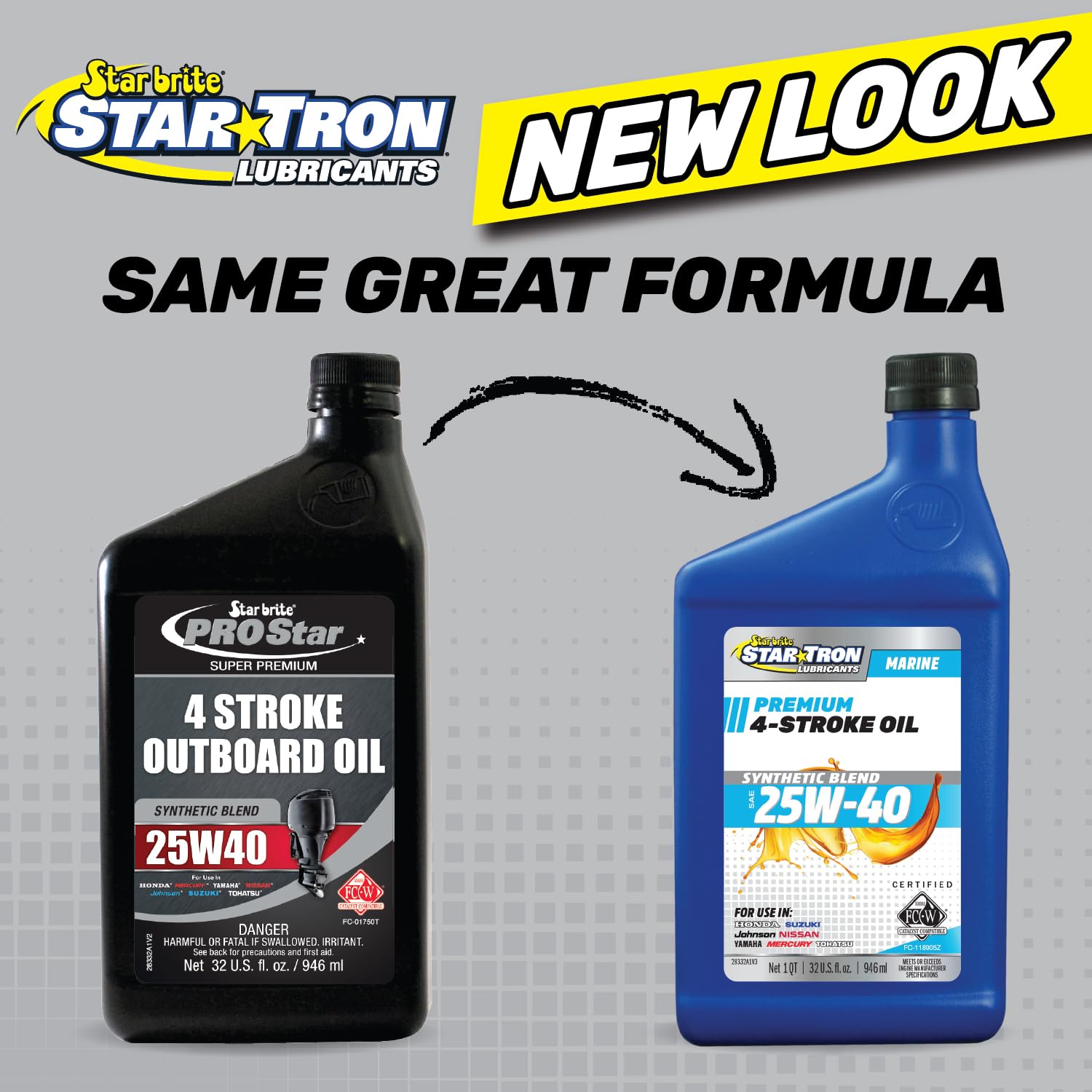 Star Tron Premium 4 Stroke Marine Oil STAR BRITE - 25W-40 Synthetic Blend Engine Oil for Outboards, Gasoline Inboards & Stern Drives - NMMA FC-W Certified, 32 OZ (028332)