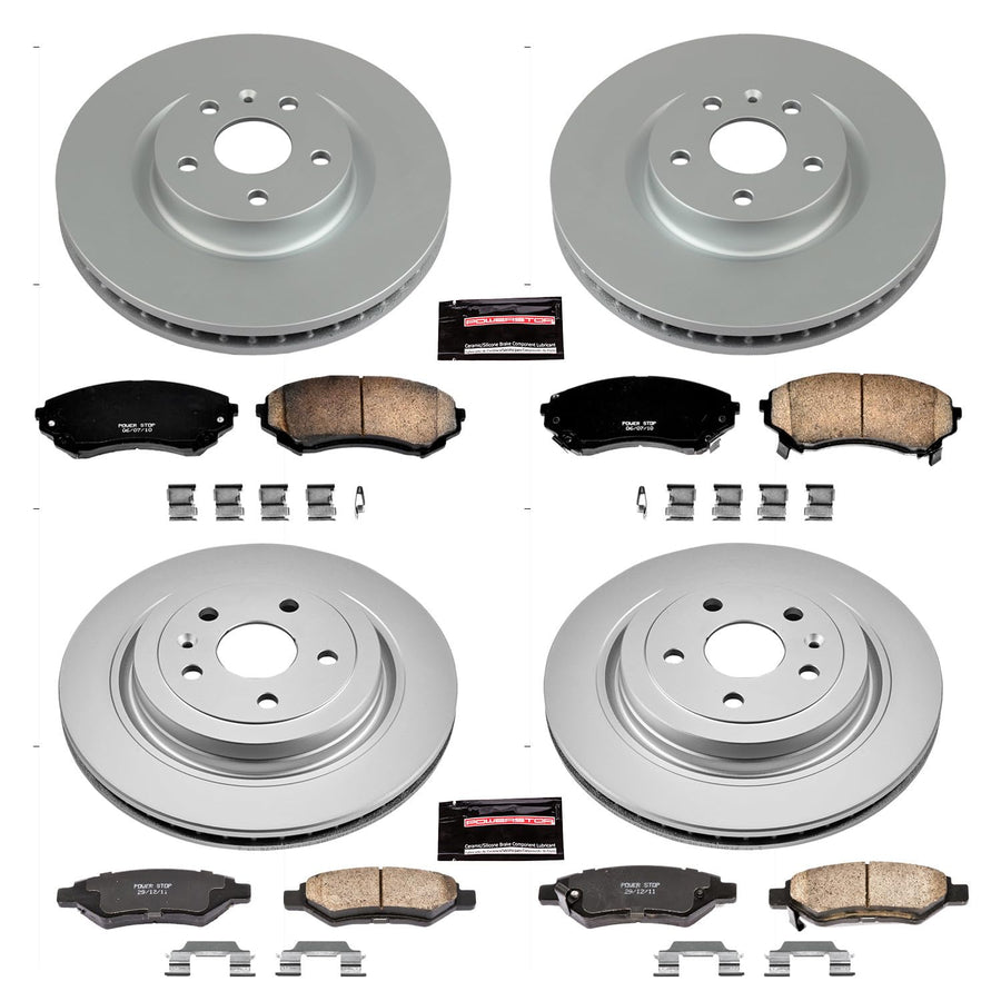 Power Stop CRK4135 Brake Rotor & Coated Ceramic Brake Pads- front & rear For Cadillac CTS 2008-2014 [Model Specific]