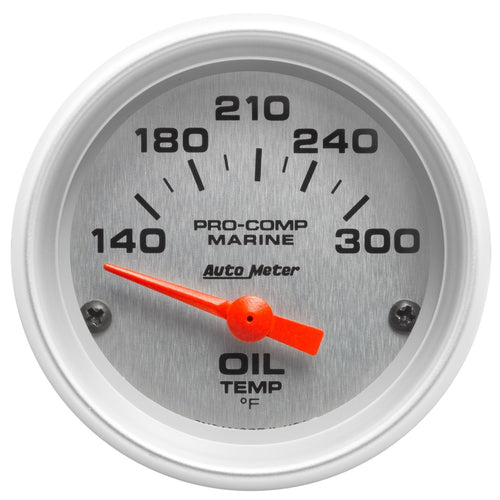 AutoMeter Oil Temp Gauge, 2 1/16", 140-300ºf, Electric, Marine Silver (200764-33)