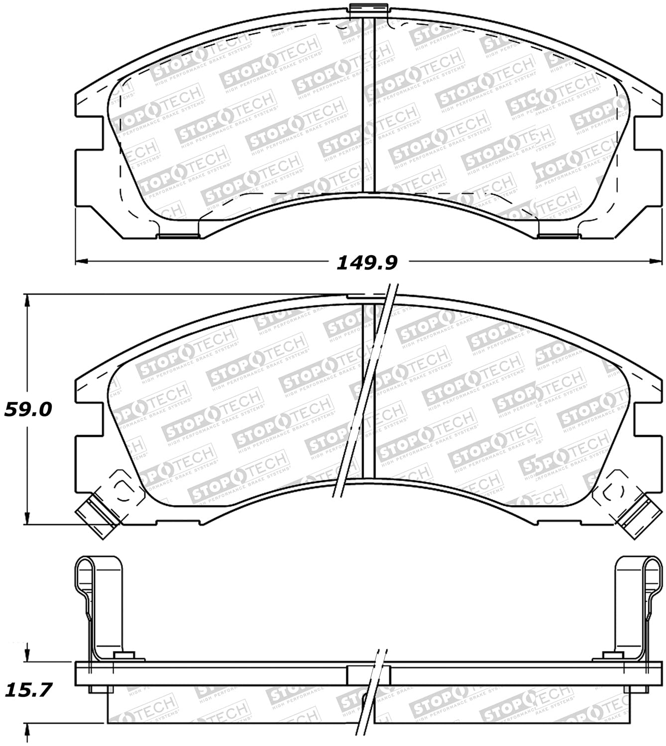 Sport Brake Pads StopTech 309.05301 with Shims and Hardware
