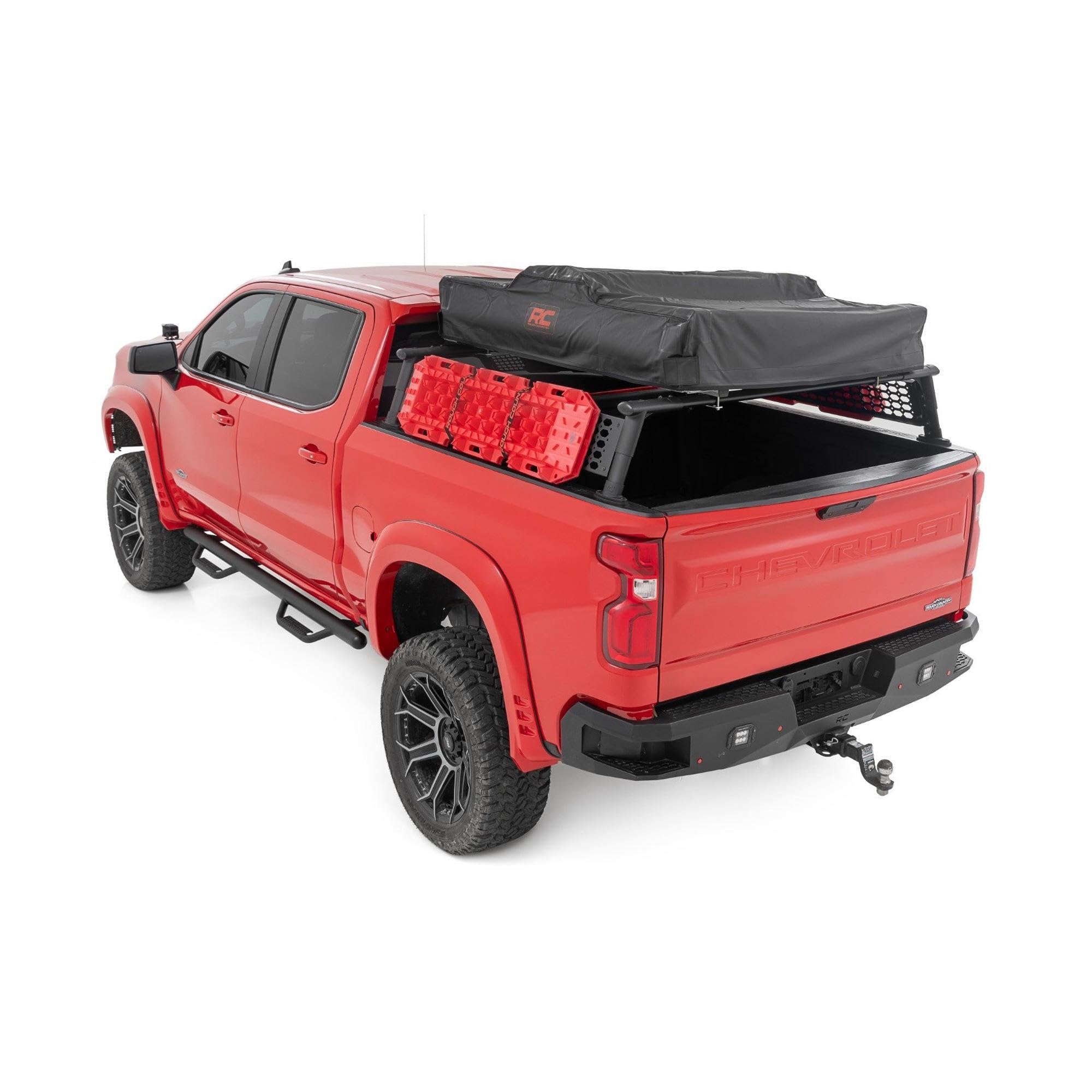 Half-Height Bed Rack Rough Country for Chevy Silverado 1500 (2019–2026 & Refresh) - Modular Aluminum Truck Rack for Bikes, Tools, Camping & Recovery Gear