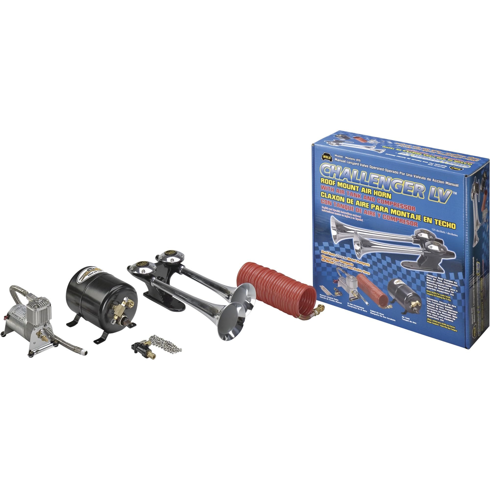 Wolo Challenger EV Roof Mount Air Horn (815) - Manual Lanyard Valve Operated