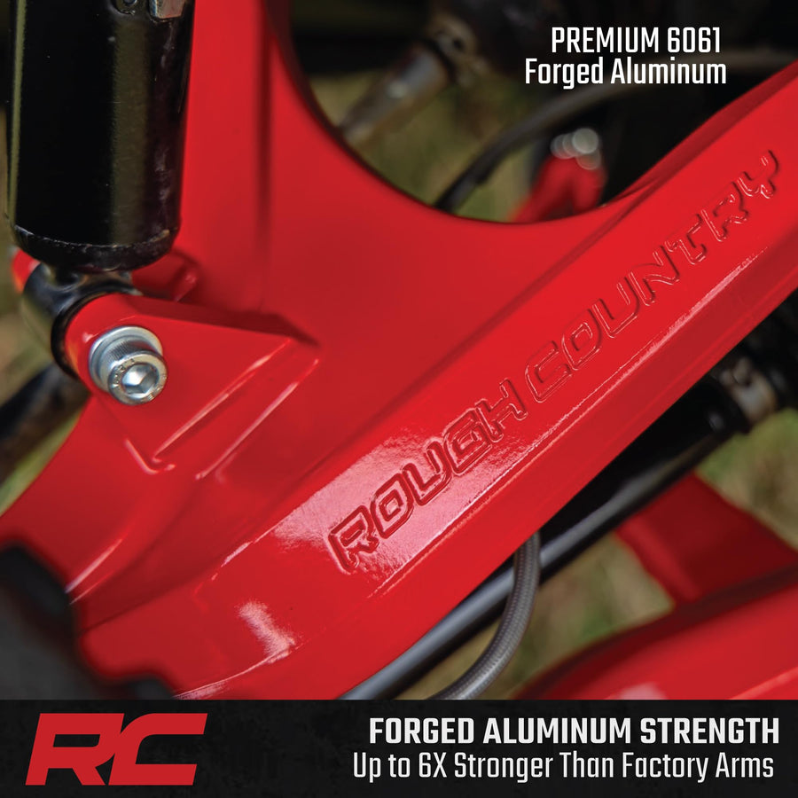 Rough Country High Clearance Control Arms Aluminum with 2" Forward Offset for Polaris Ranger XP 1000 (2021-2025) - Forged A-Arms with Red Finish, 4-Pack