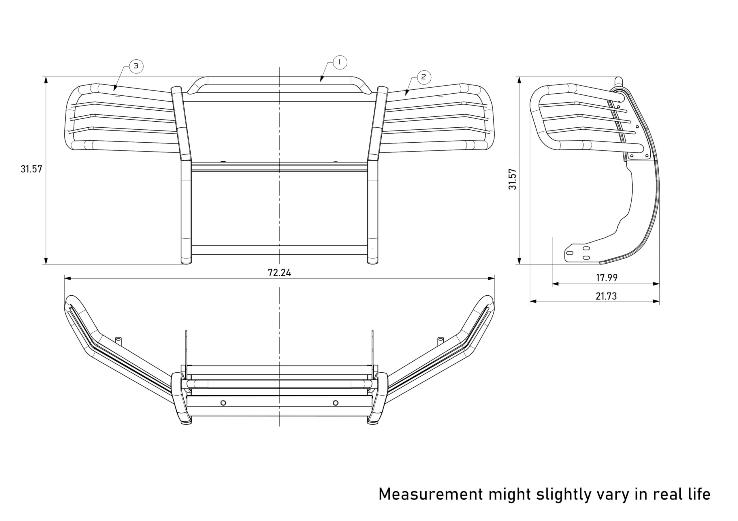 Bumper Guard Black Horse Grille brush Modular Stainless Steel Compatible with 2002-2009 GMC Envoy-17GD26MSS