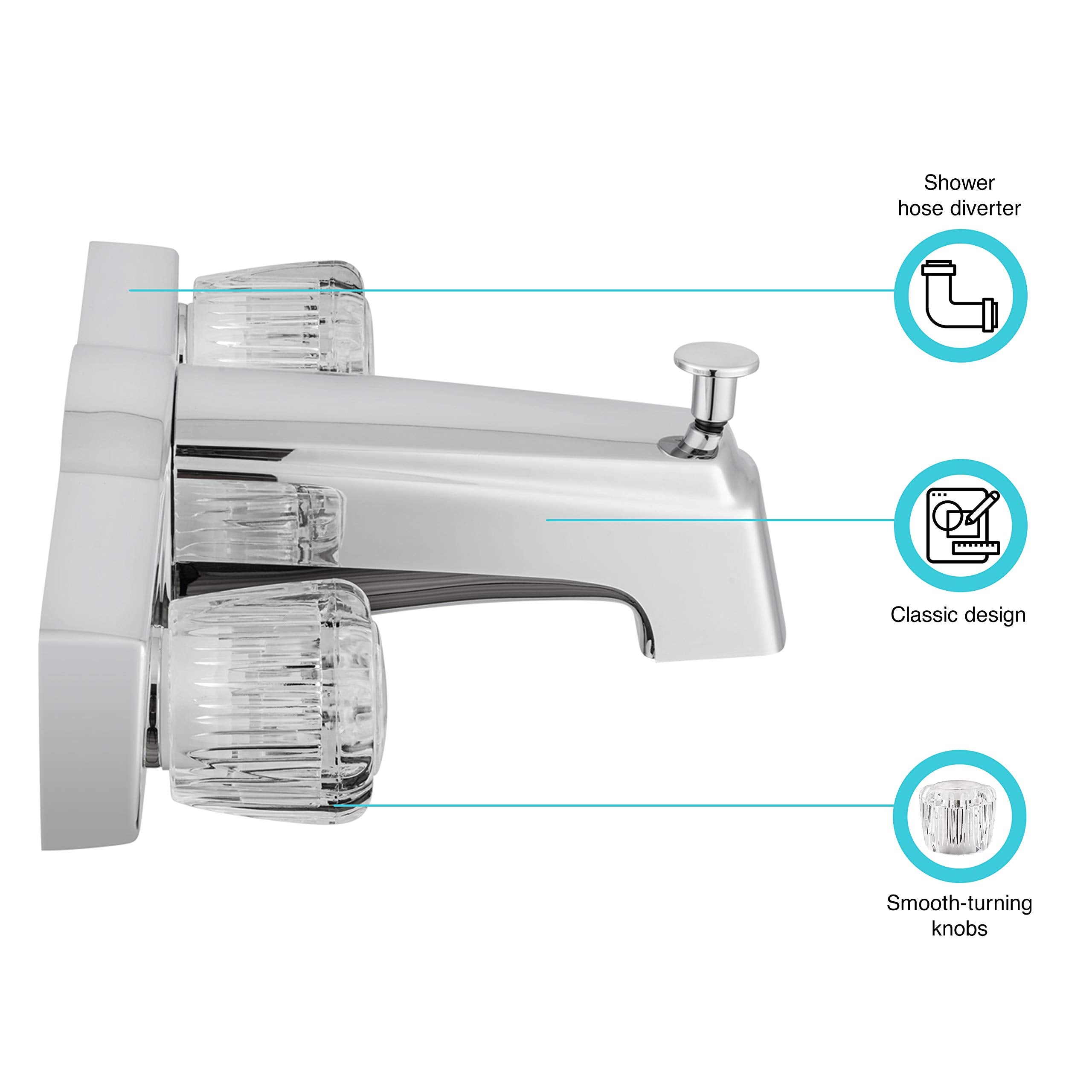 Dura Faucet Classic Economical Tub and Shower Faucet with Diverter (Chrome Polished)