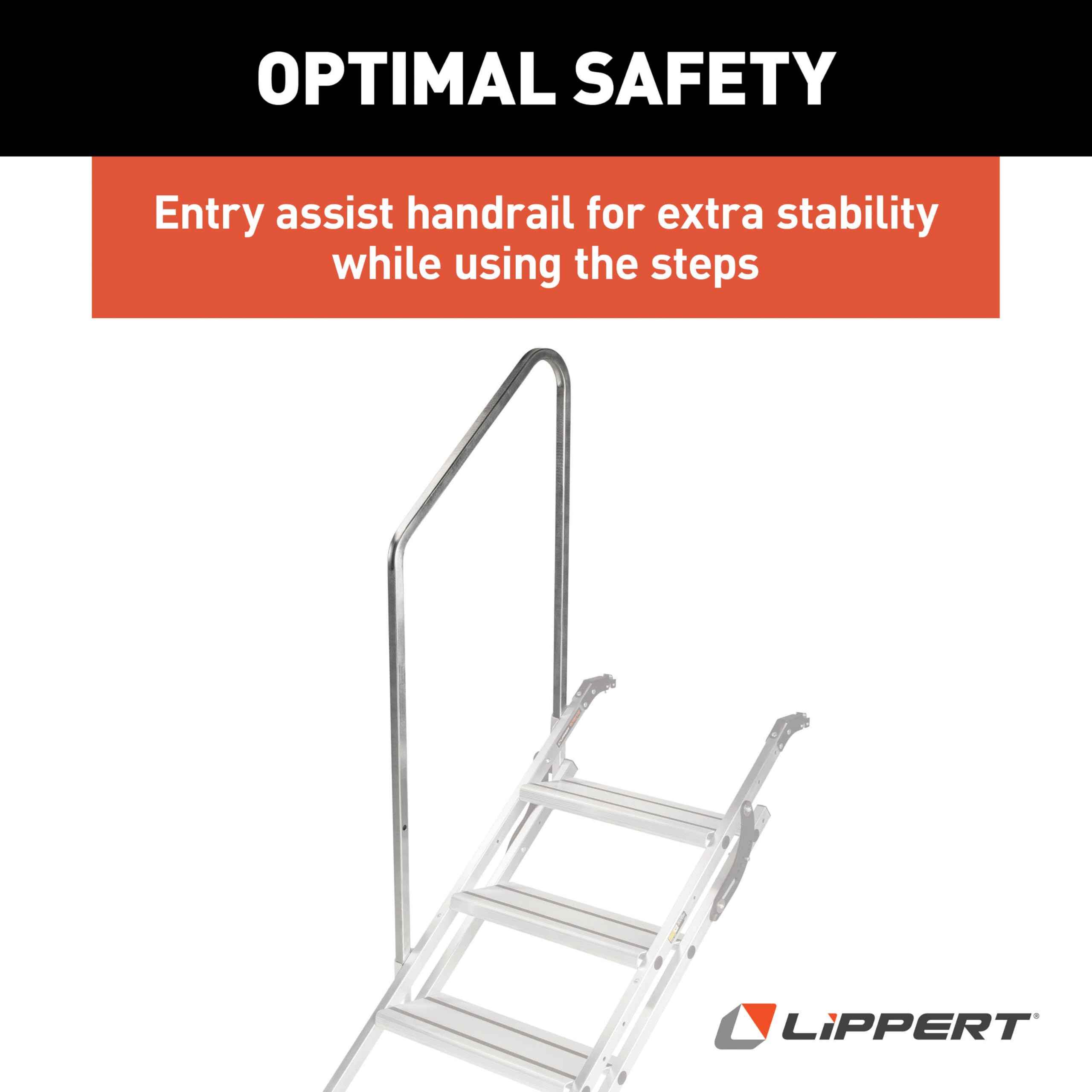 Lippert Entry Assist Handrail for Triple/Quad Victory Step RV Patio Steps, Aluminum Construction, Easy Installation - 2023024502