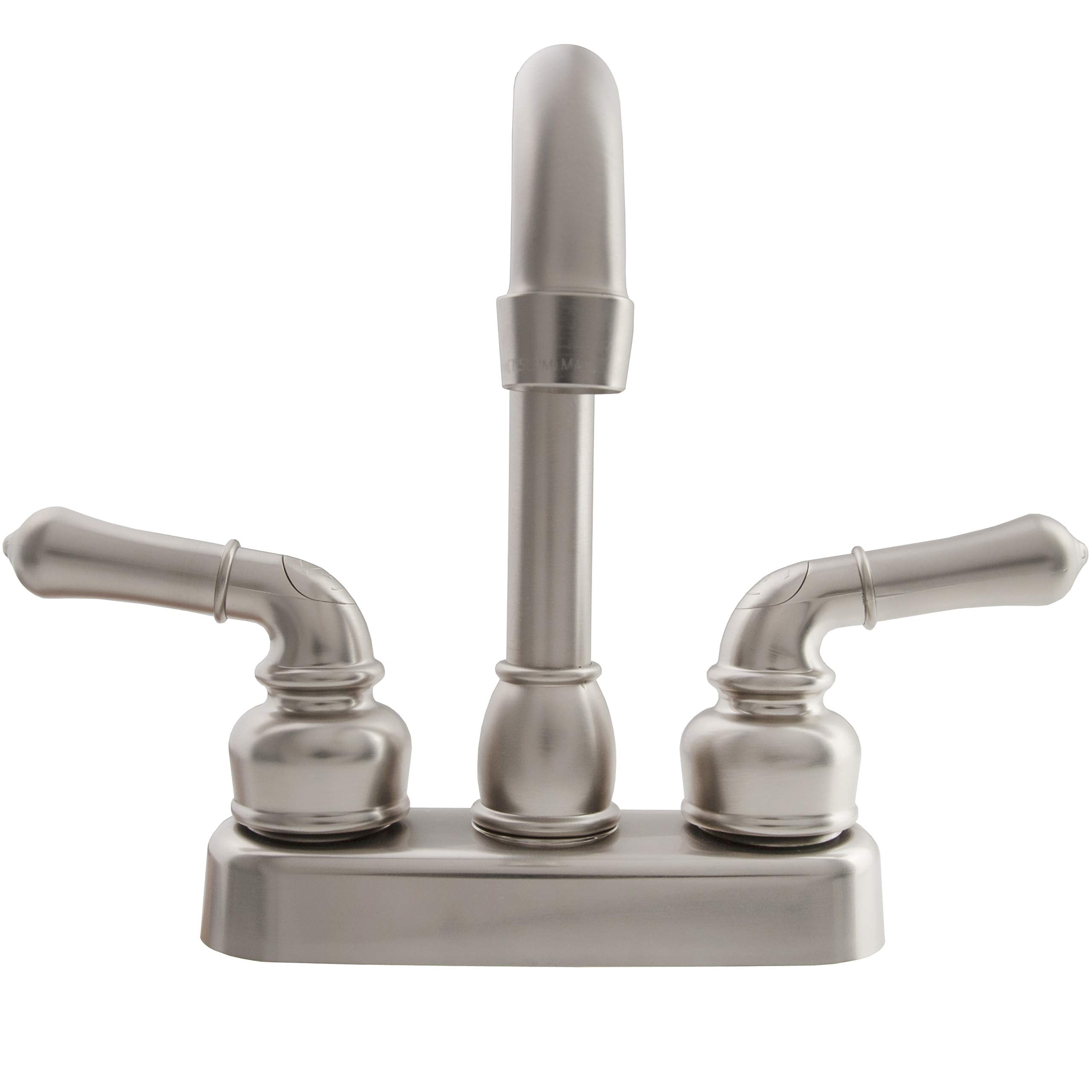 RV Swivel Bar Faucet Dura Faucet (DF-PB150C-SN) with Classical Levers - 6-inch Spout (Brushed Satin Nickel)
