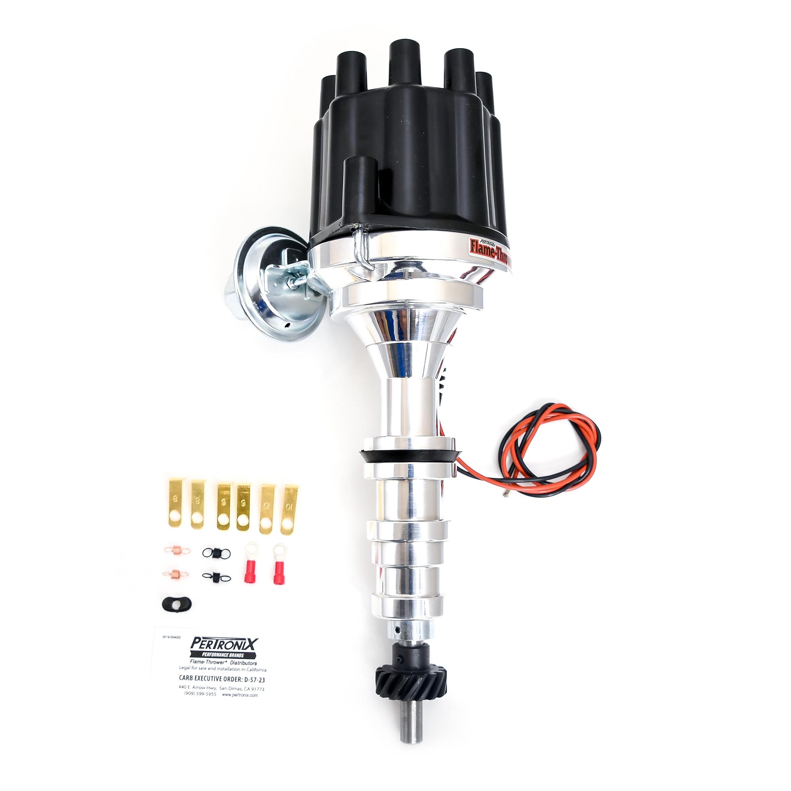 Pertronix Flame-Thrower D7133700 Black Cap Billet Electronic Distributor with Ignitor III Technology for Ford FE 352-428