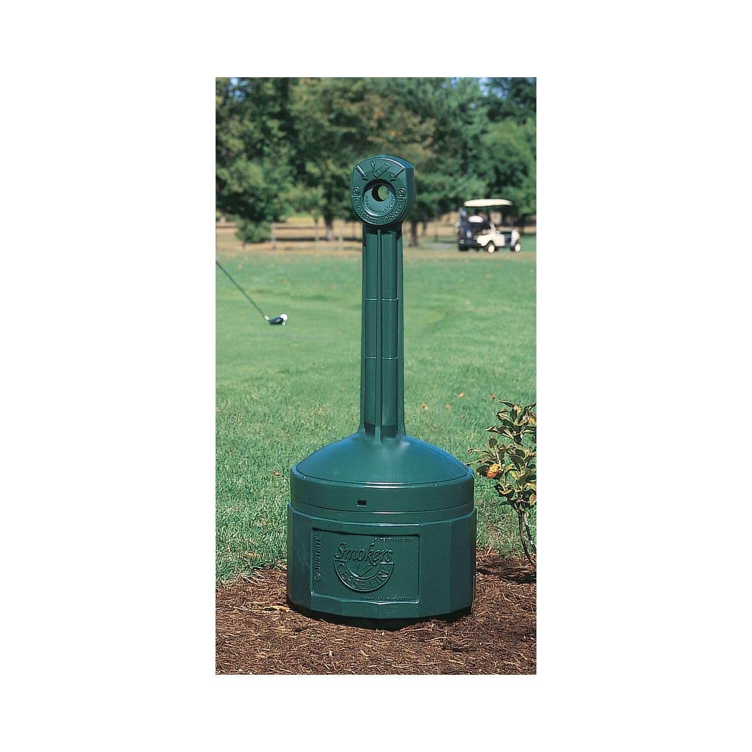 Justrite, Outdoor Smoker’s Cease-Fire Original Ashtray, Polyethylene Standing Ashtray with Steel Bucket, 4 Gallon, Forest Green, 26800G