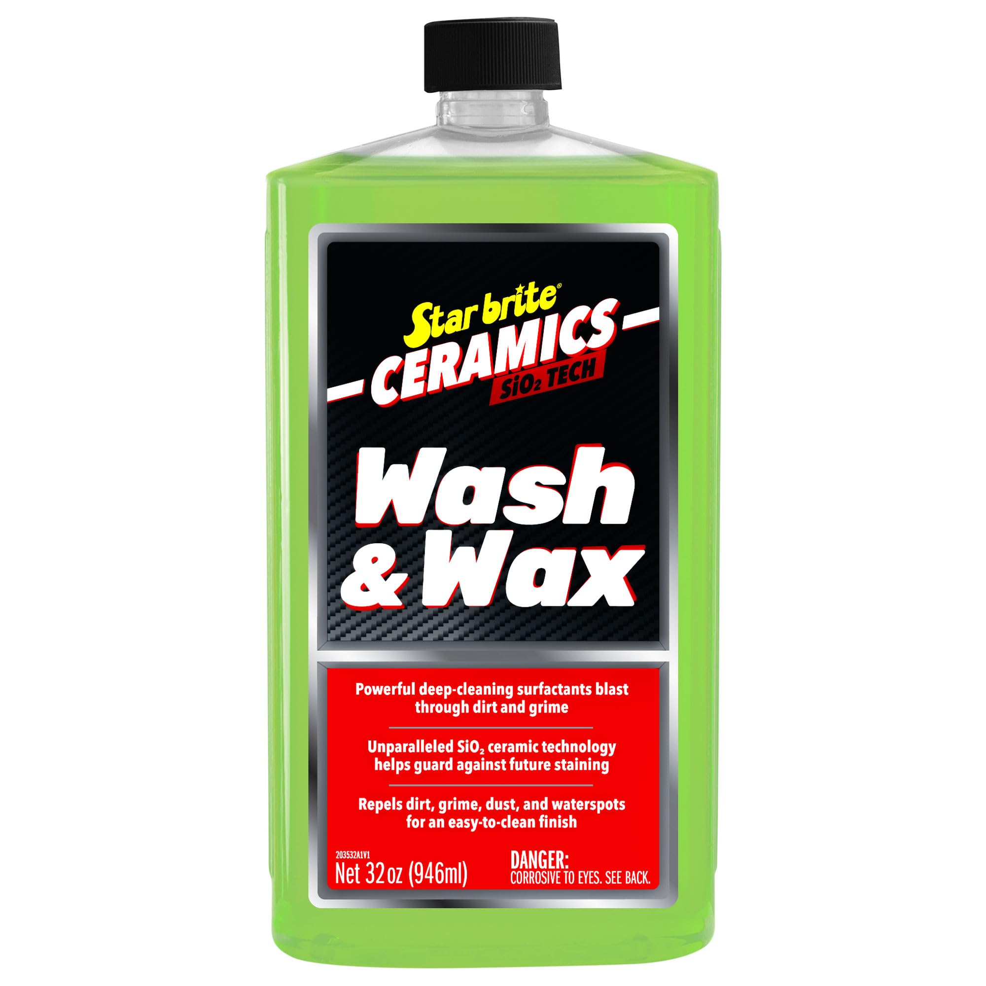 Ceramic Wash & Wax STAR BRITE - Watermelon Scent - Ultimate Protection and Shine, SiO2-Infused, Repels Dirt, Grime, UV Damage - 32 oz (203532)