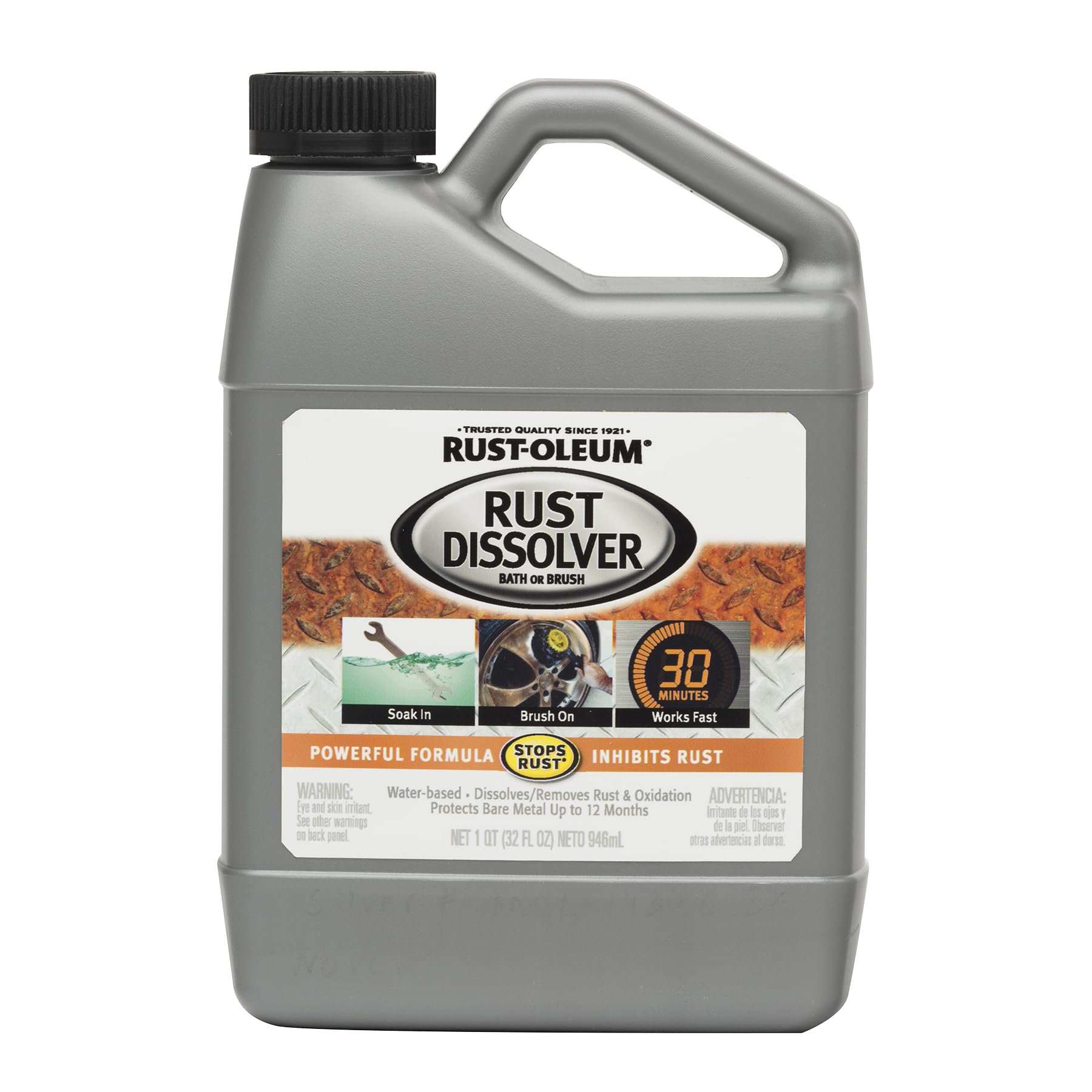 Rust-Oleum Soak & Bath Rust Dissolver | Heavy-Duty Corrosion Remover for Metal Tools, Cars, Bikes, Grills, Bolts, Firearms & More | Quart