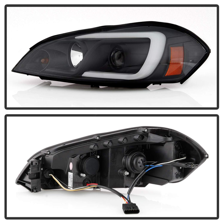 Chevy Impala 06-13 / Spyder 5086679 Chevy Monte Carlo 06-07 Projector Headlights - Light Bar - Low Beam-H1(Included) ; High Beam-H1(Included) ; Signal-7443NA(Included) - Black