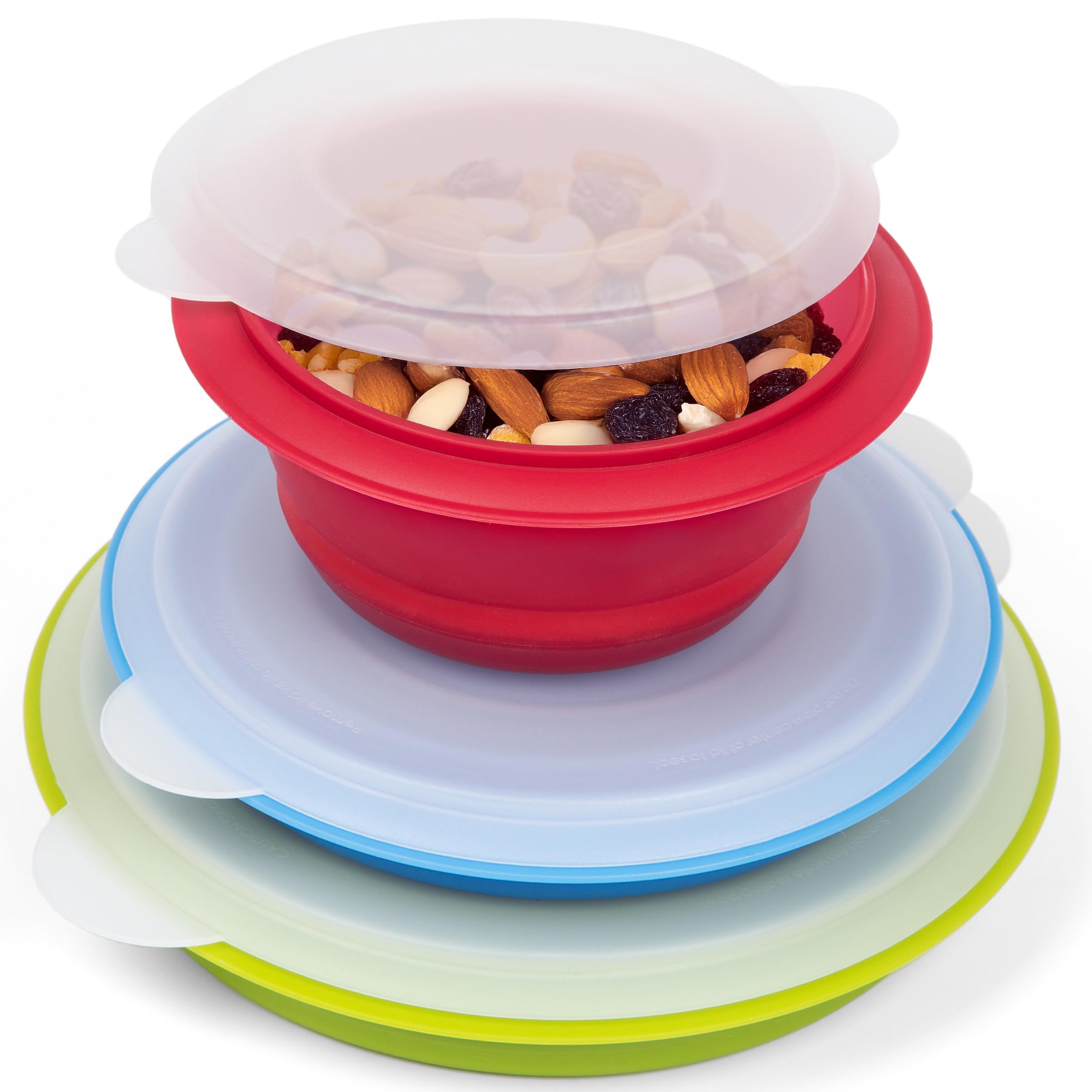 Storage Bowls Progressive International CB-20 with Lids, Set of 3, teal, green and red