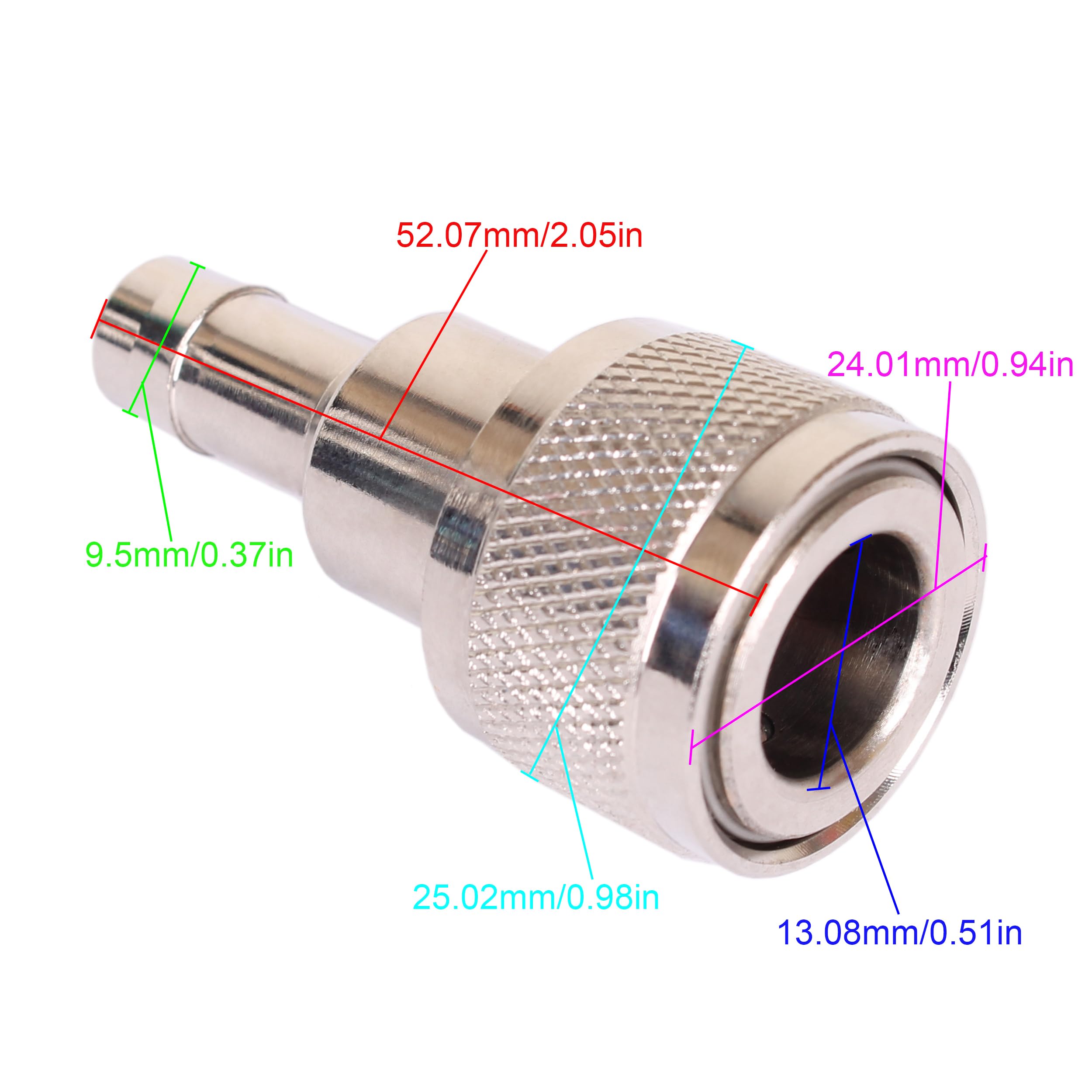 Fuel Line Connector Boat Engine 033498-10 for Honda 3/8" Barb Hose-To-Tank, ('91 & Newer), Chrome Plated, Tank Side Female