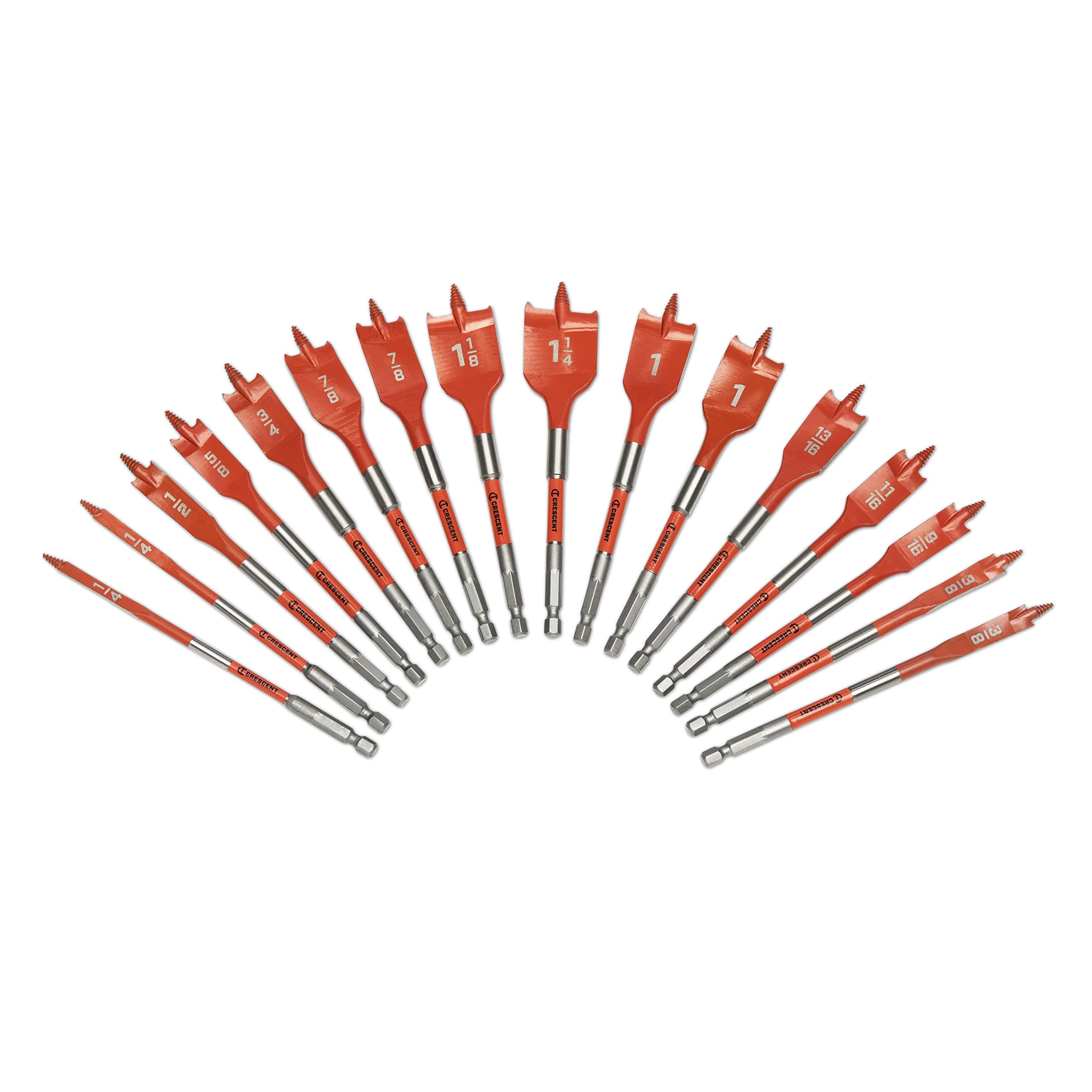 16 Piece Crescent Paddle Drill Bit Set | CDSPSET-16 Screw Point