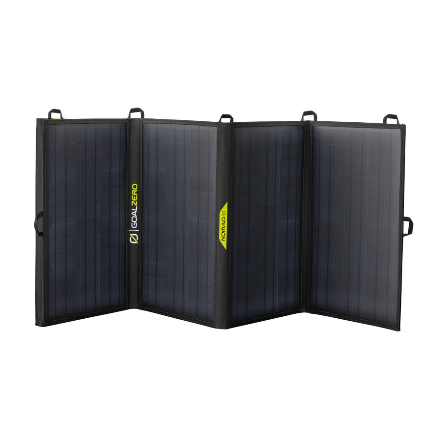 Goal Zero 50 Nomad, Foldable Monocrystalline 50 Watt Solar Panel with 8mm + USB Port, Portable Charger for Yeti Power Generator and Banks. Lightweight 18-22V 50W