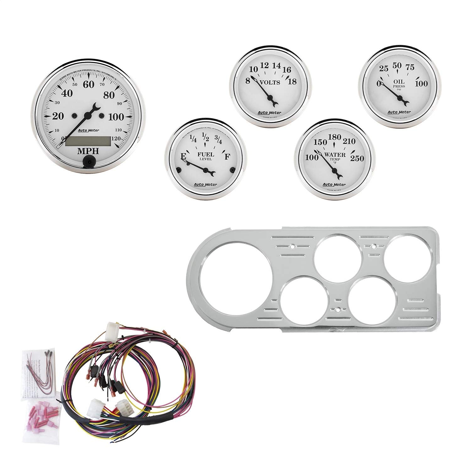 Gauge Kit AutoMeter 7046-OTW, 5 Pc, Ford Truck 48-50, Mph/Fuel/Oilp/Wtmp/Bat, OTW