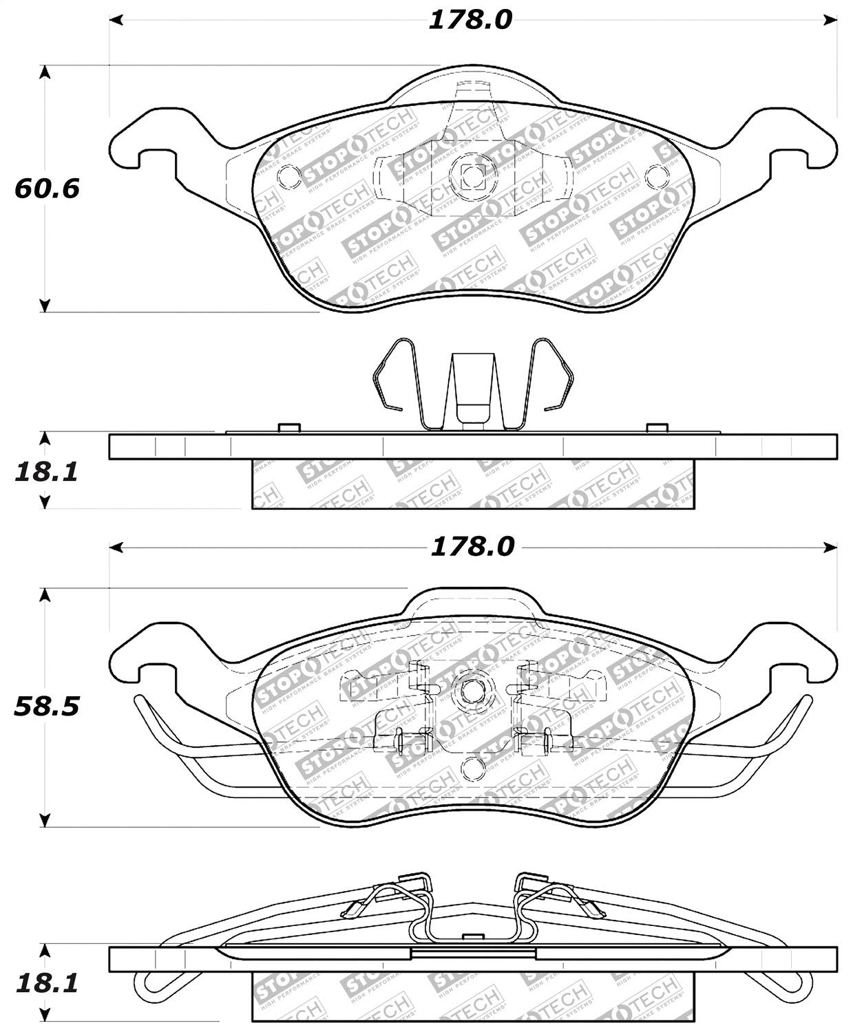 Brake Pads StopTech 305.08160 with Hardware Street Select