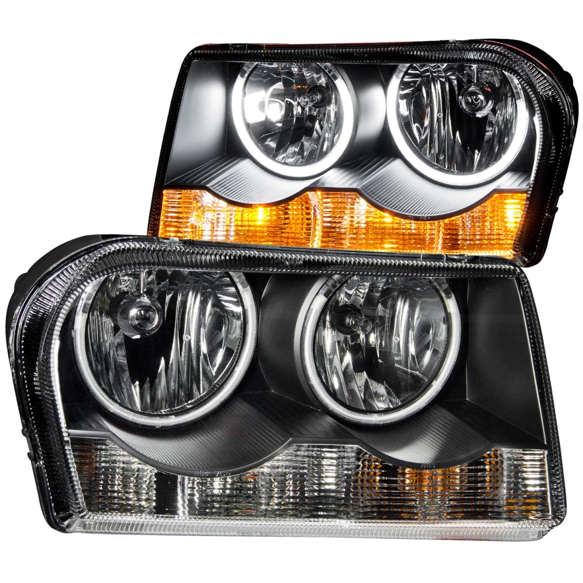Chrysler 300 Anzo USA 121138 Crystal Black with Halo Headlight Assembly - (Sold in Pairs)