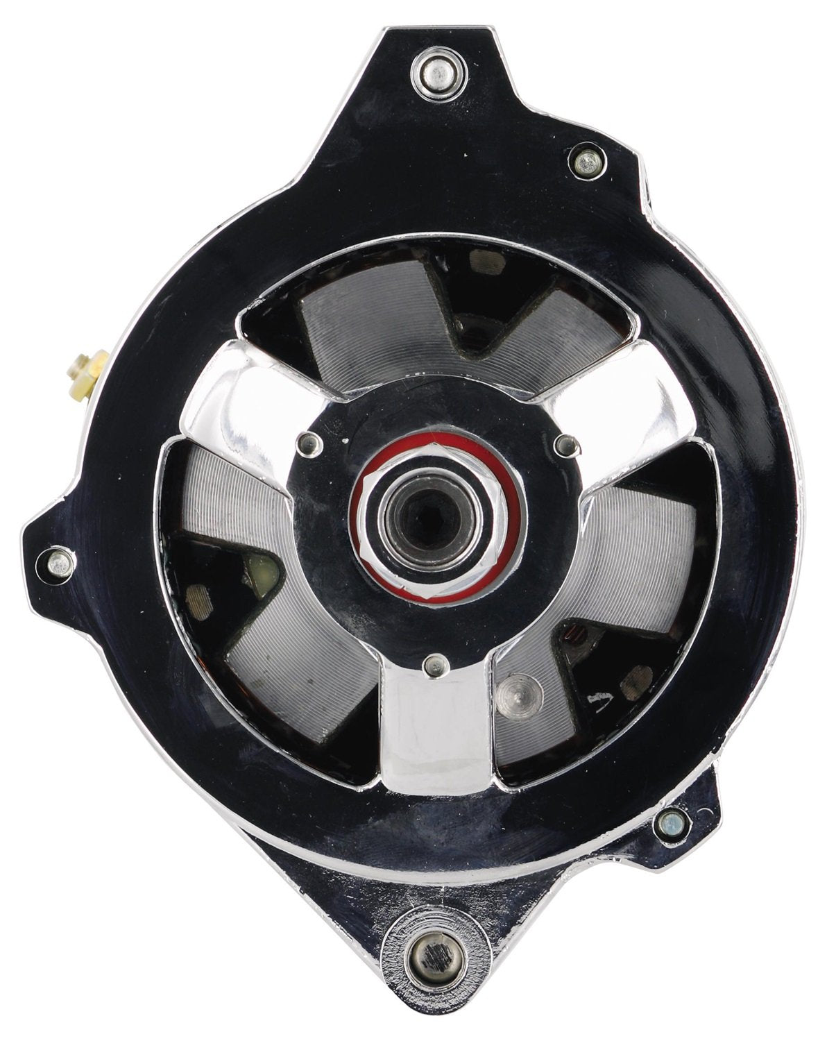 Alt GM CS130 Powermaster Chrome 155A w/o Fan & Pulley Str MTG 6.14" Side BAT Post 1-Wire or OE Hookup