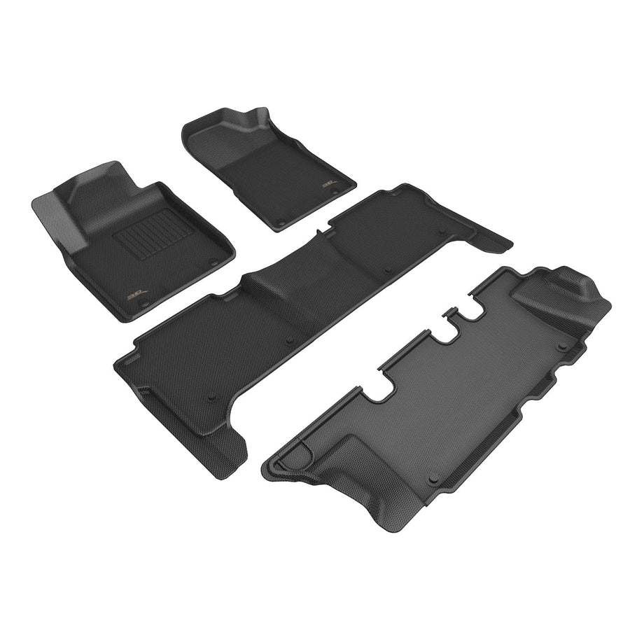3D MAXpider Kagu Custom Fit Floor Mat (Black) Compatible with Nissan Armada 8-Seat / Infiniti QX80 2019-2024 - Full Set