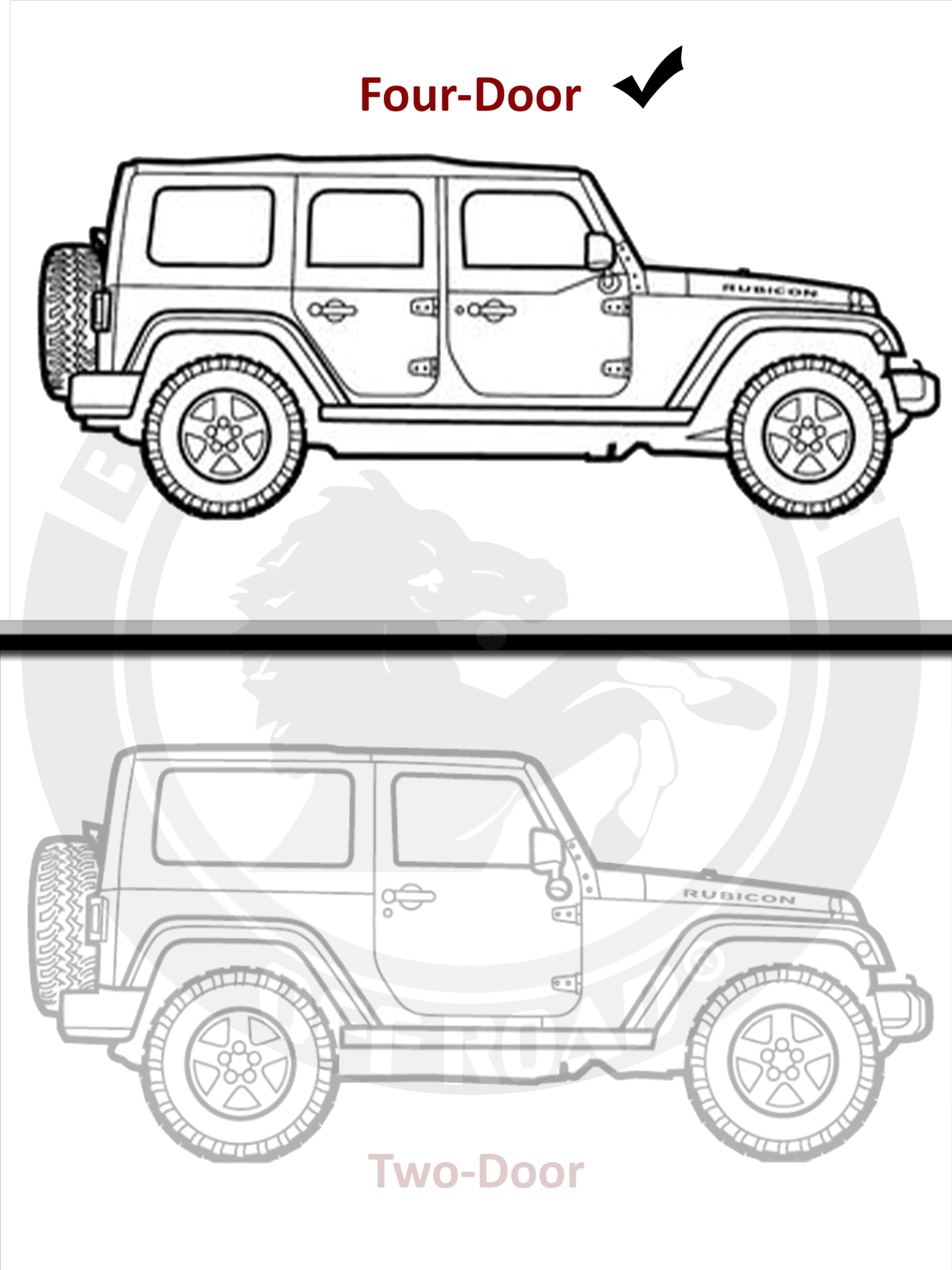 Tape On Black Horse Off Road Rain Guards/Wind Deflectors Compatible with 2007-2018 Jeep Wrangler JK Smoke 4 PCs - 14-94249