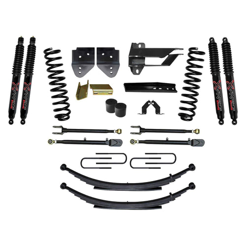Skyjacker Suspension Lift Kit F174024KS-B w/Shock 4 in. Lift Incl. Front Coil Springs Rear Leaf Springs Adjustable 4-Links Black MAX 8500 Shocks