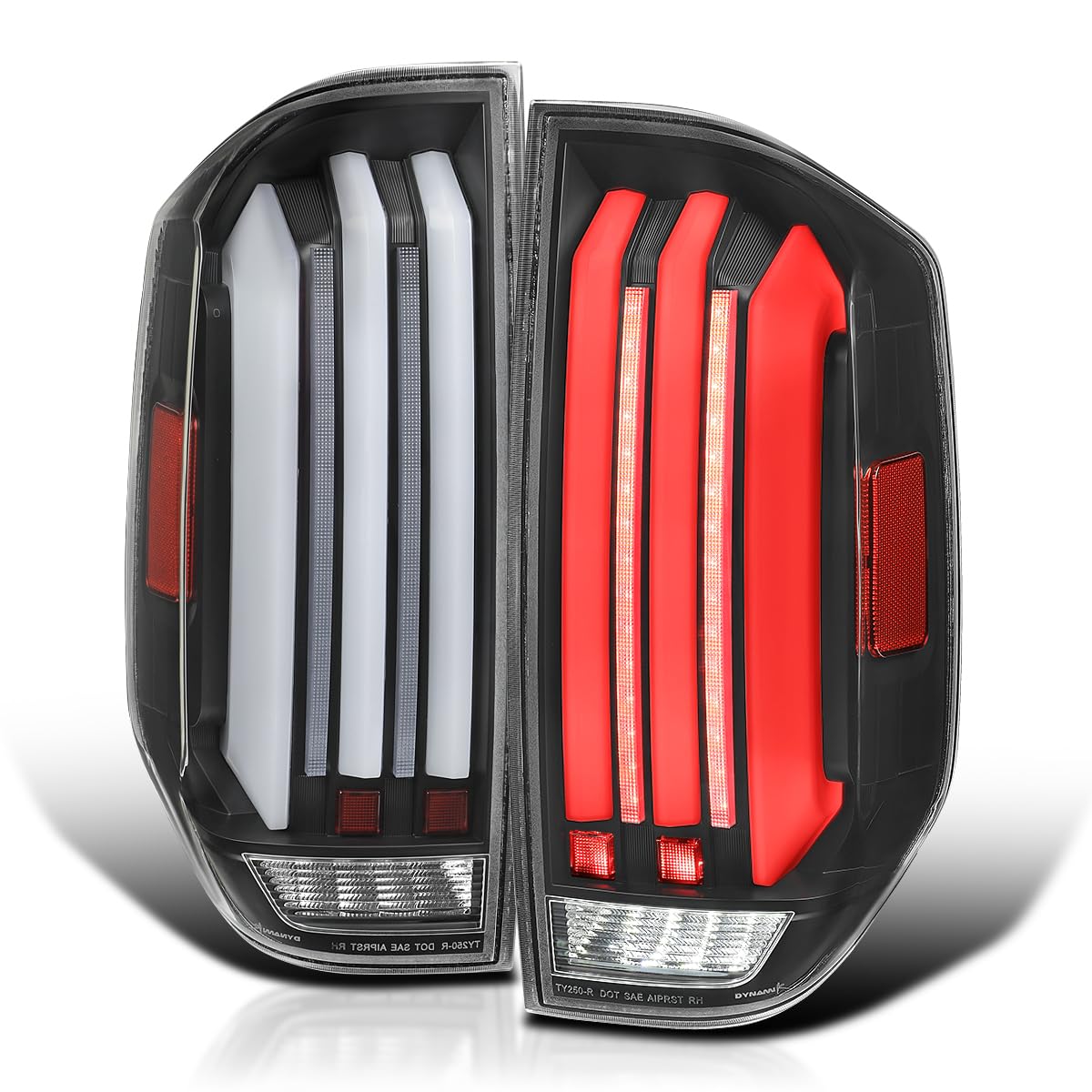 Full LED Strip Tail Lights SPEC-D TUNING Matte Black w/White Sequential LED Light Bars and Startup Animation Compatible with 2014-2021 Toyota Tundra, Left + Right Pair Assembly