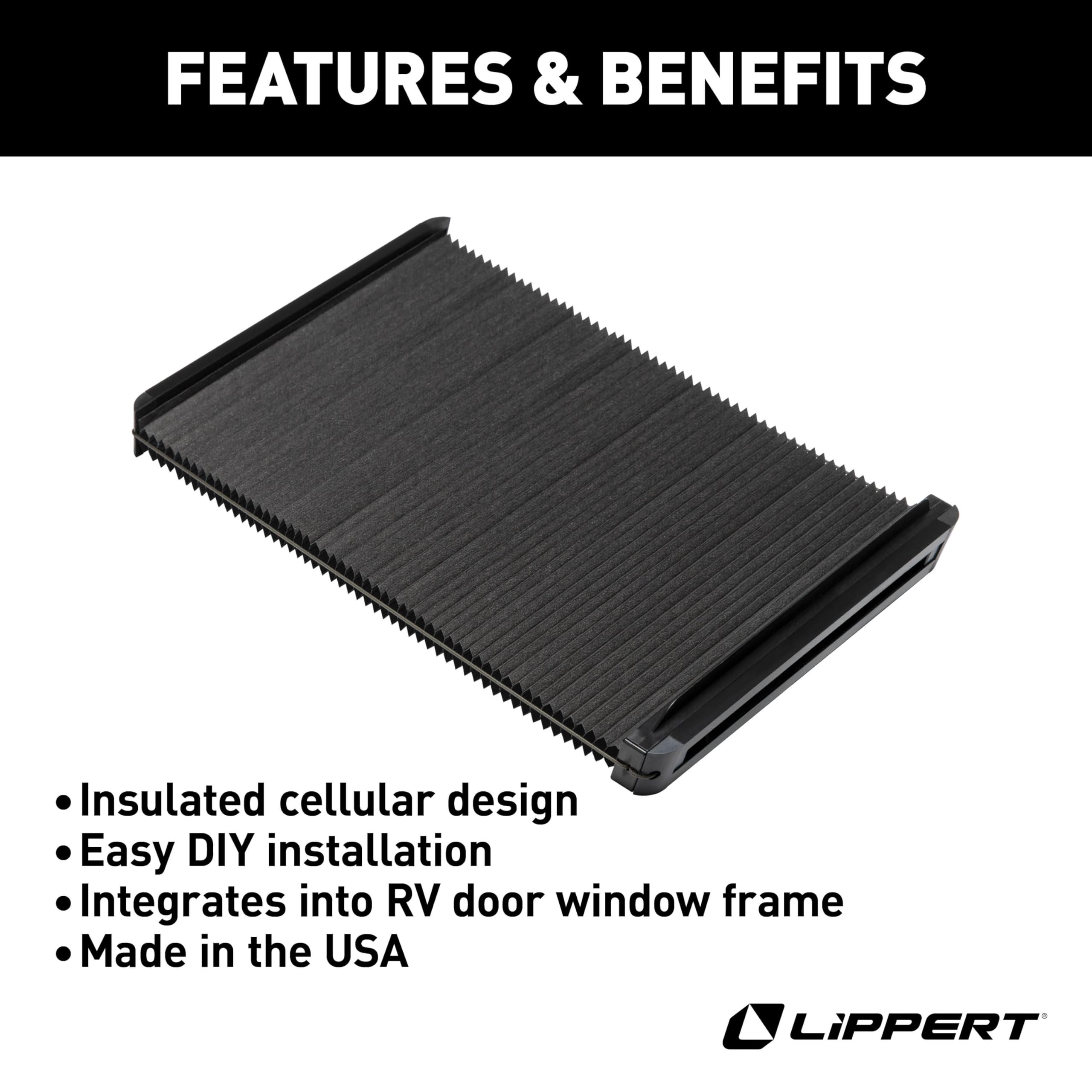 Lippert EcoCell Thin Shade Snap-On RV Window Shade for Prepped Entry Doors with Sun-Blocking Protection, Easy Sliding Operation, Quick Installation - 2025009147