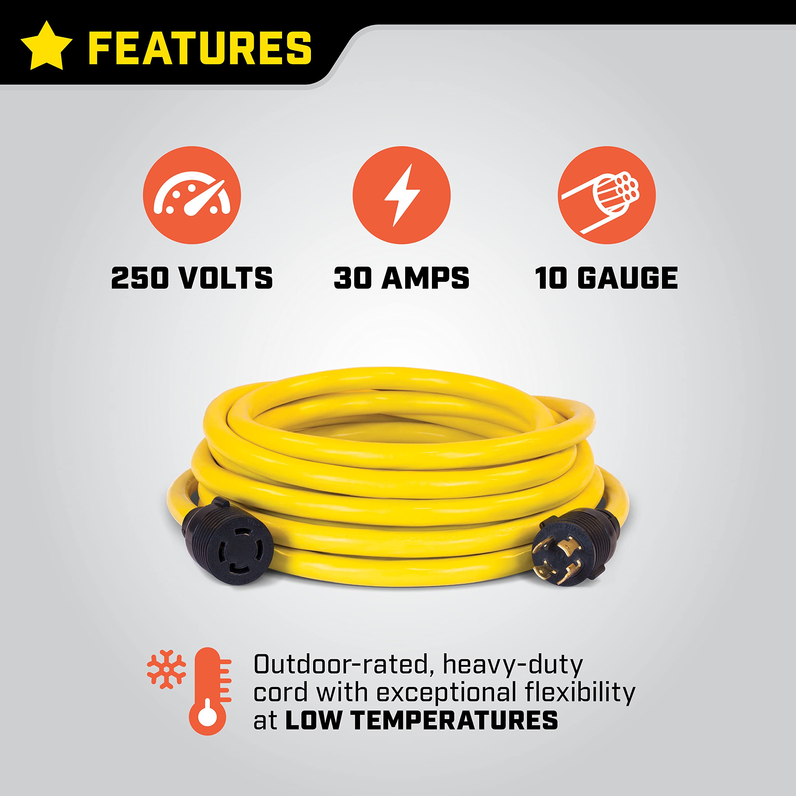 30-Amp Champion Power Equipment 25-Foot Generator Power Cord for Manual Transfer Switch (L14-30P to L14-30R)
