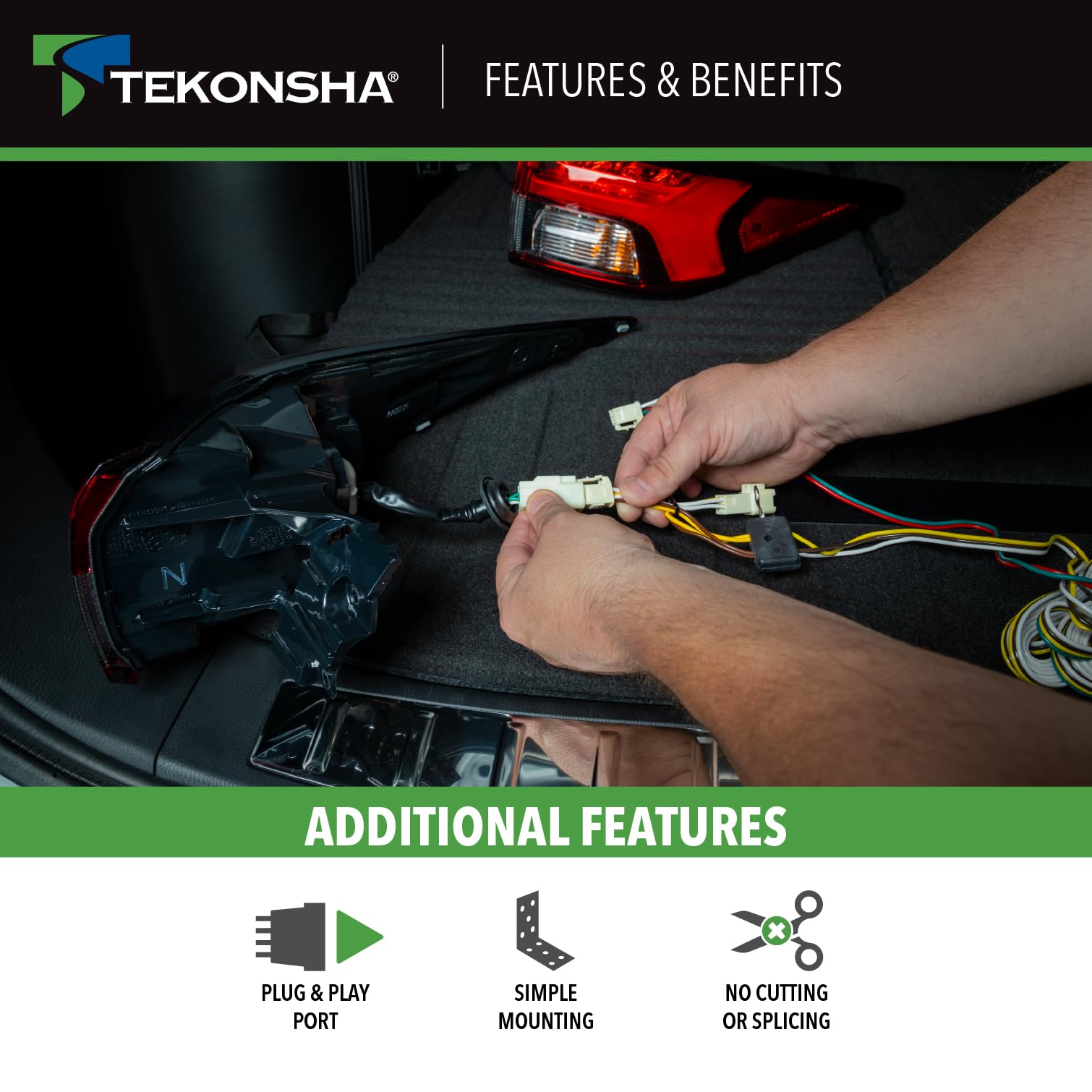 T-One® T-Connector Tekonsha Custom Harness, 4-Way Flat, w/Circuit Protected ModuLite® HD Module, Compatible with 2020-2024 Jeep Gladiator, 2018-2024 Jeep Wrangler.