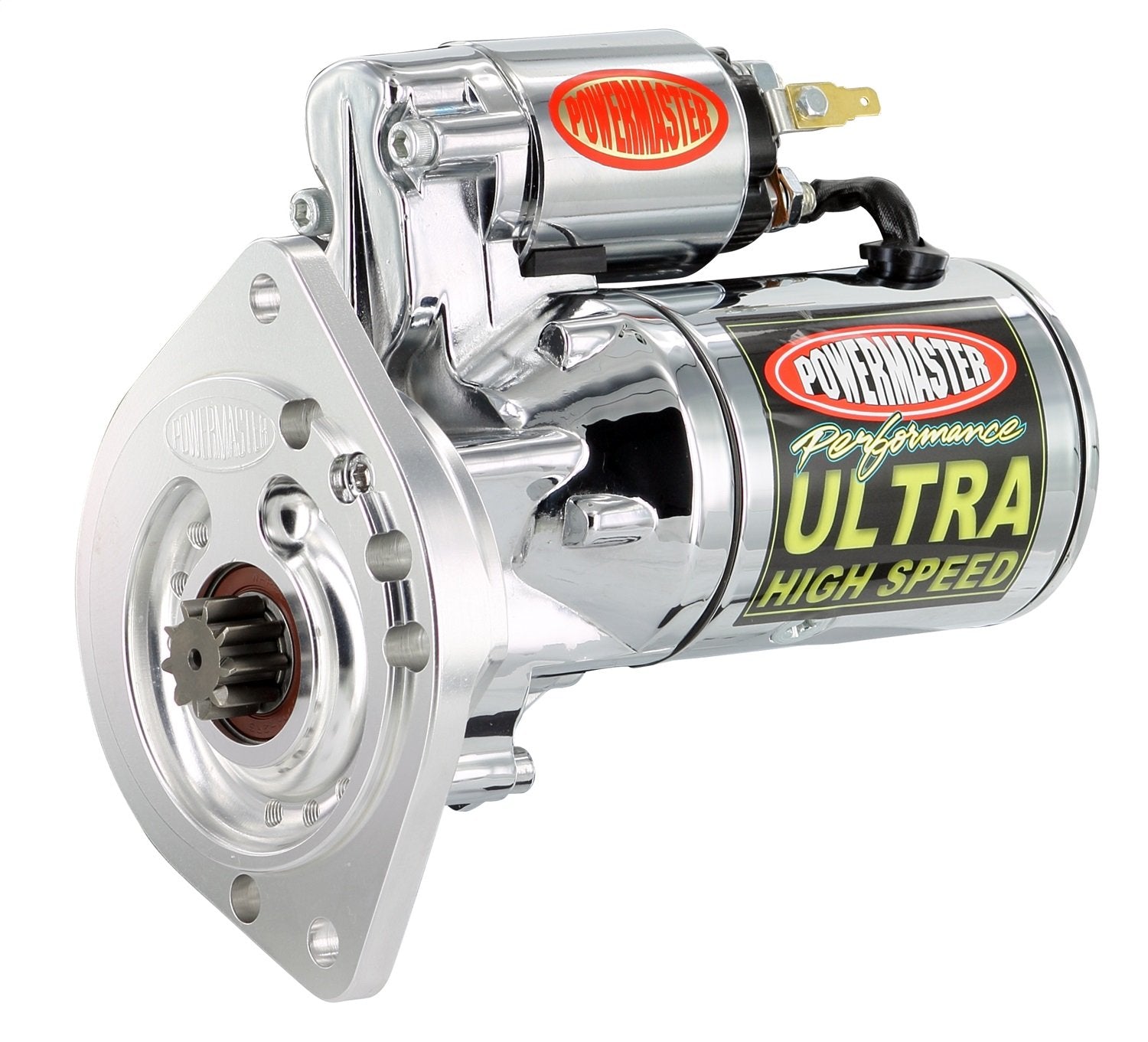 Chrome Powermaster 19453 Alternator (Ultra HS [SB] with billet Black 2 Ear Mating All A/T & M/T with 157T Flywheel 3/4" Depth 2.2kw)