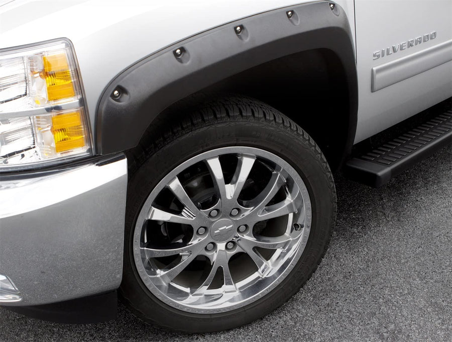 Lund Elite Series RX105S Black Rivet Style Standard Front and Rear Fender Flare, 4 Piece