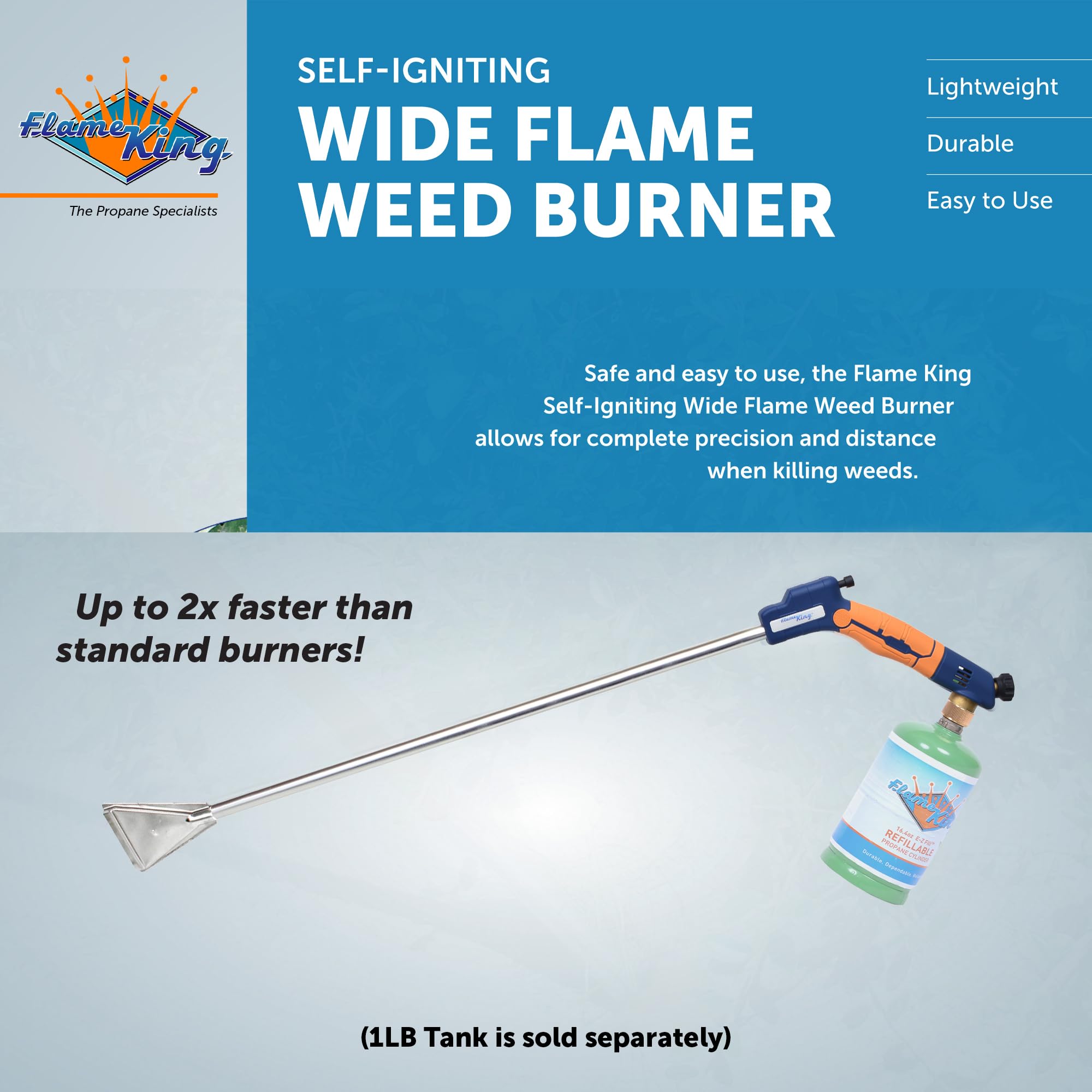 Flame King 30,000 BTU Self-Igniting Wide Flame Weed Burner Propane Torch YSNPQ820S