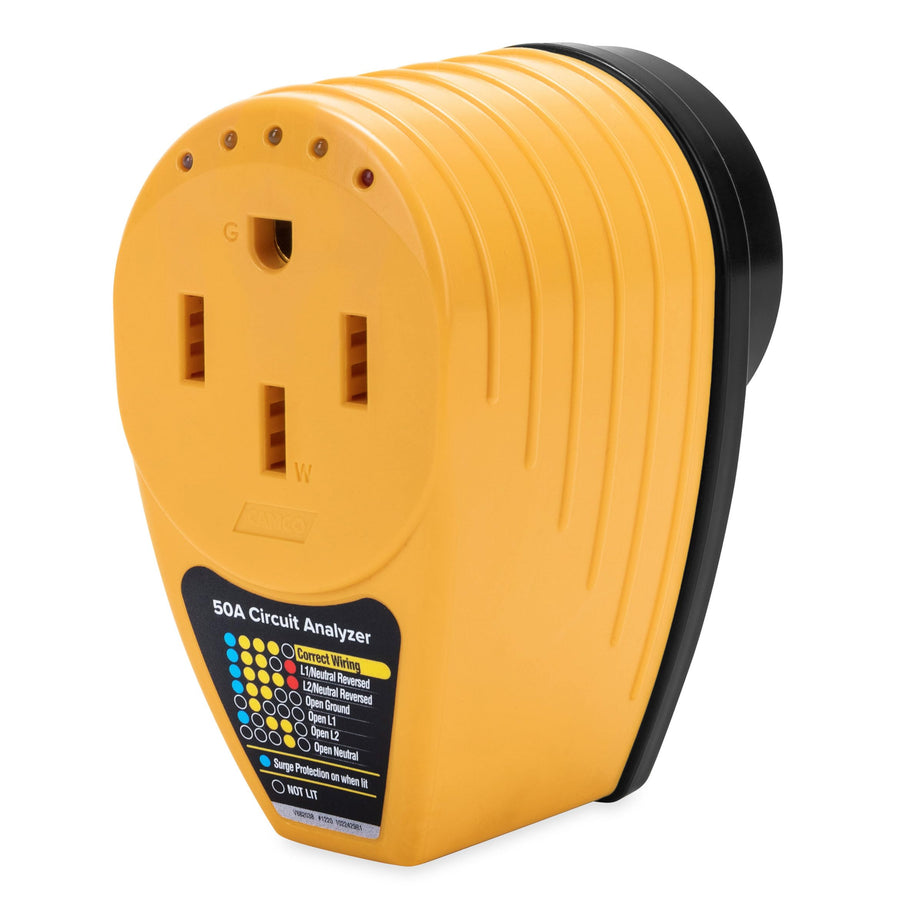 Camco Power Grip 50-Amp Circuit Analyzer/RV Power Defender | Features Integrated Surge Protection and Fault Indication | Protect RVs from Power Surges and Faulty Electrical Connections (55309)
