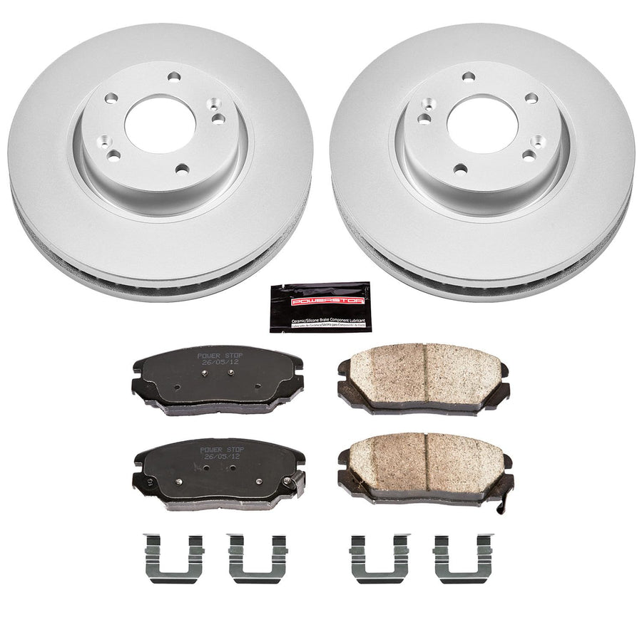 Power Stop Coated Brake Rotor CRK4647 & Ceramic Brake Pads- front For Hyundai Sonata 2006-2010 [Model Specific]