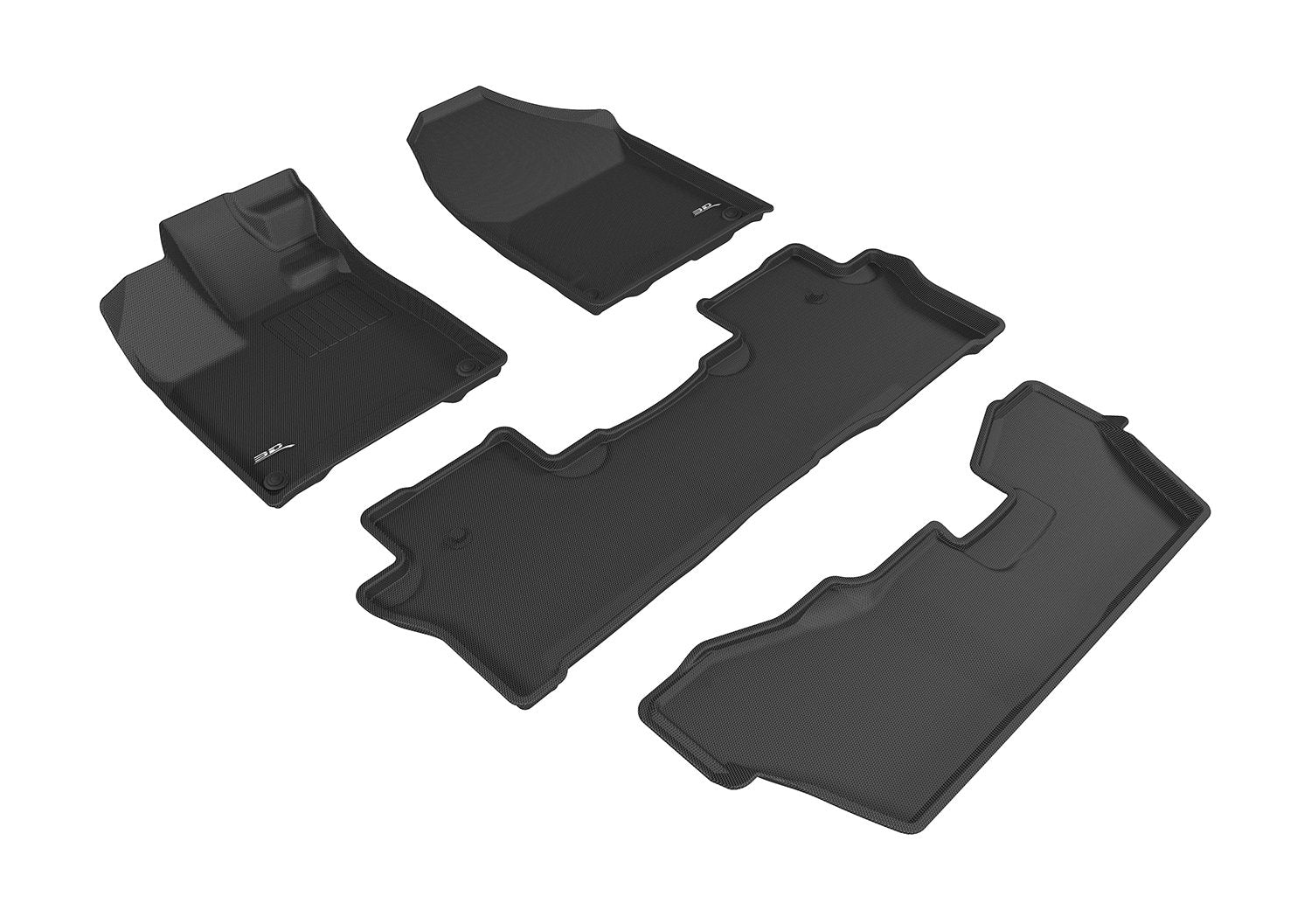 3D MAXpider Floor Mats All-Weather for Honda Pilot 8-Seater 2016-2022 Custom Fit, Kagu (1st, 2nd & 3rd Row, Black)