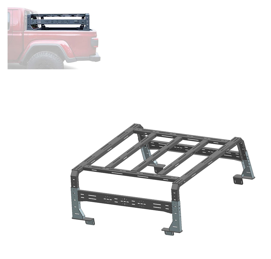 Overland Black Horse Bed Rack Black Compatible with 2015-2024 Chevrolet Colorado|2005-2024 Toyota Tacoma|2019-2024 Ford Ranger|2005-2024 Nissan Frontier-TR08B