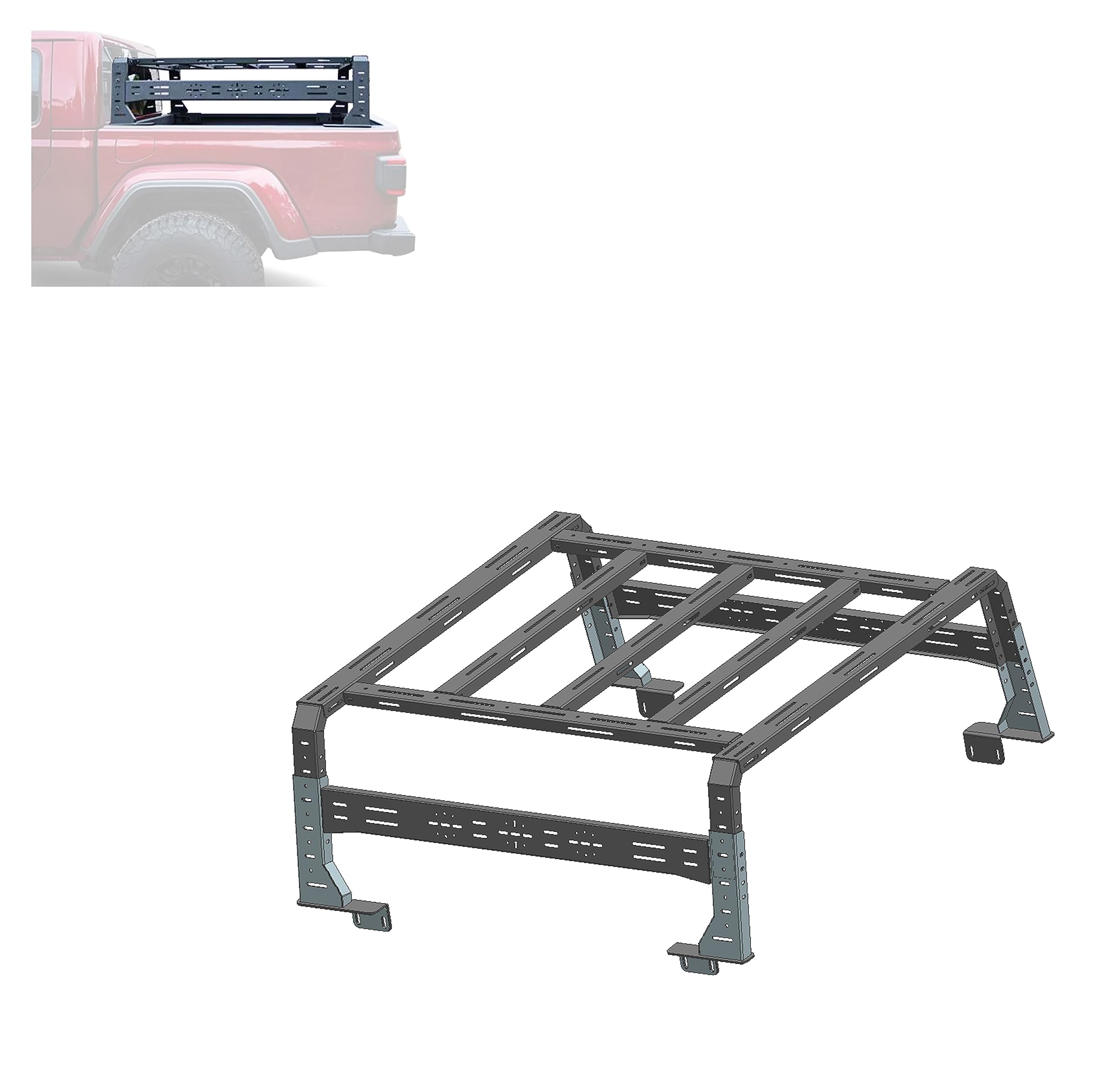 Overland Black Horse Bed Rack Black Compatible with 14-24 Silverado 1500|14-24 Ram 1500|14-24 Ram 2500|14-24 Ram 3500|15-24 Ford F-150|15-24 Tundra|16-24 Titan-TR11B